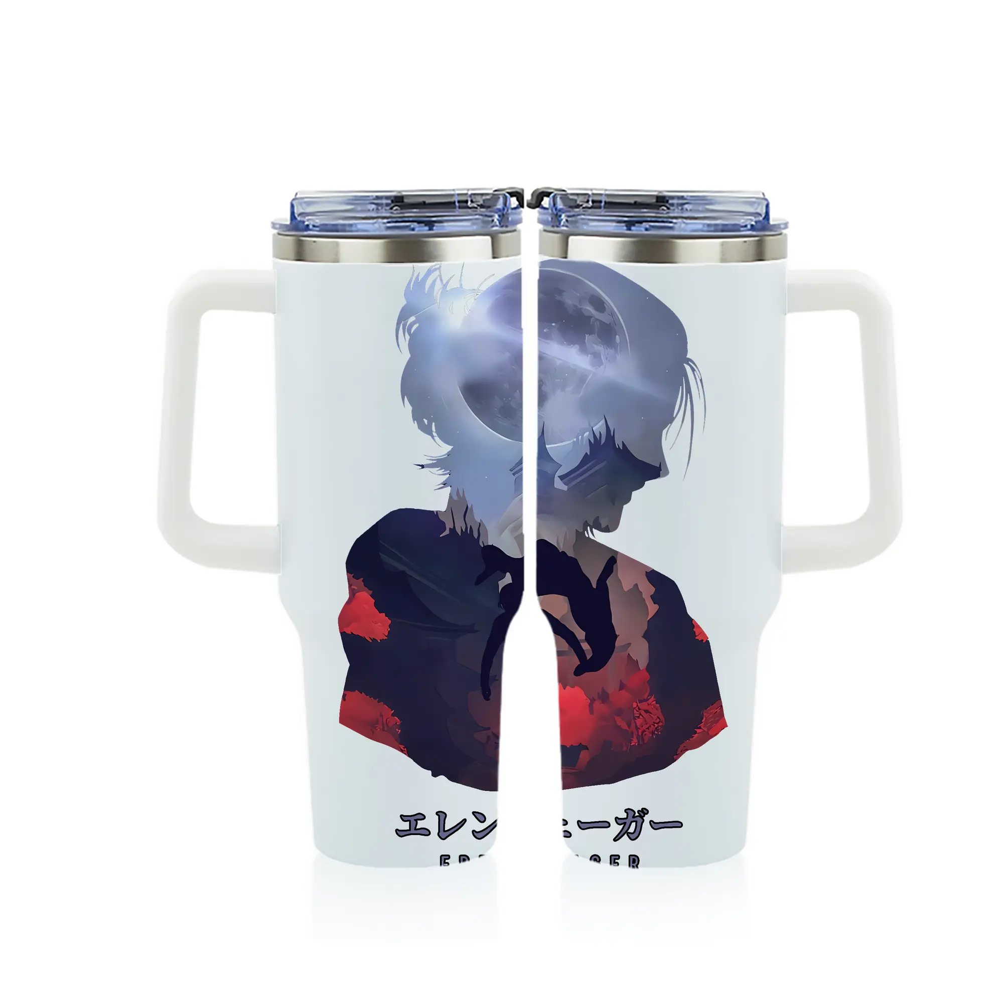 進撃の巨人 グッズ エレン・イェーガー - 1200mL フルプリント車用タンブラー ・ 304ステンレス 内側 ・ 201ステンレス 外側 ・ 保温 保冷 ・ 通勤 ドライブ アウトドア用