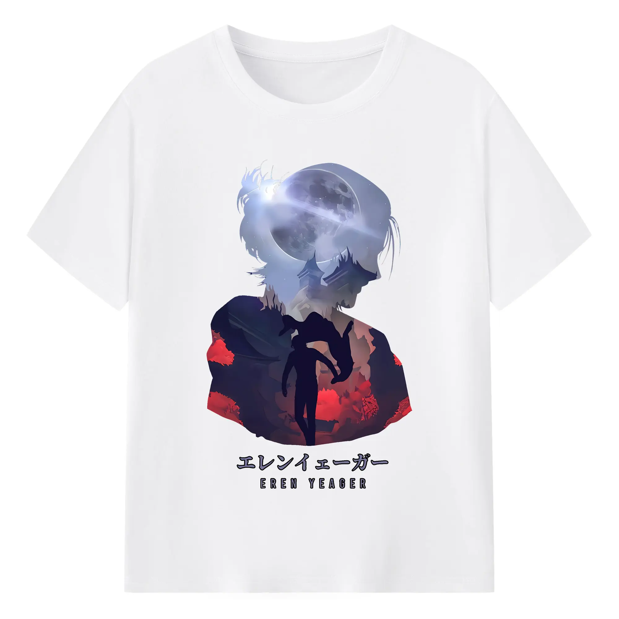 進撃の巨人 グッズ エレン・イェーガー - 綿100％ 半袖Tシャツ ・ フロントプリント ・ 快適 通気性 ・ 日常使い 散歩 スポーツ用