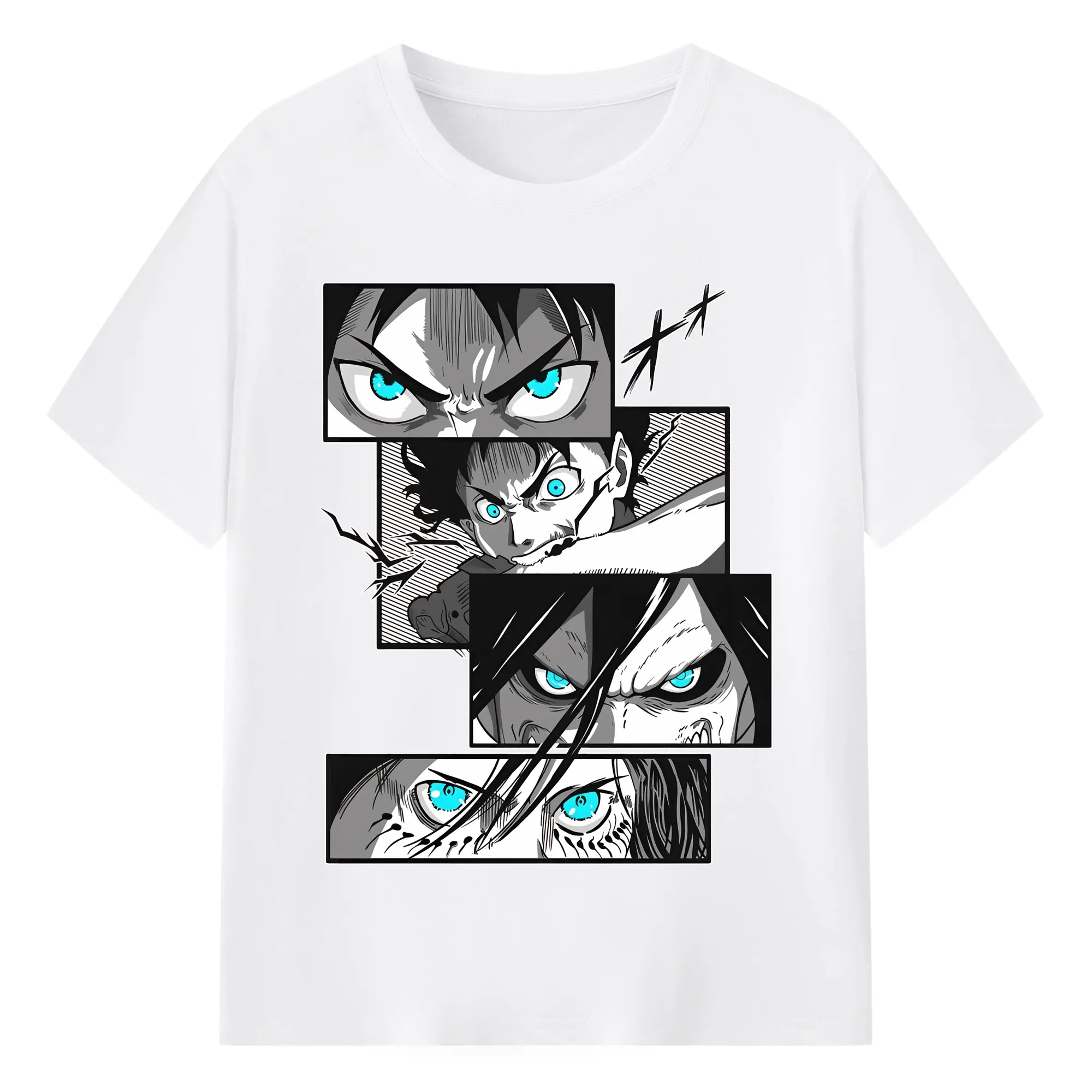 進撃の巨人 グッズ エレン・イェーガー - 綿100％ 半袖Tシャツ ・ フロントプリント ・ 快適 通気性 ・ 日常使い 散歩 スポーツ用