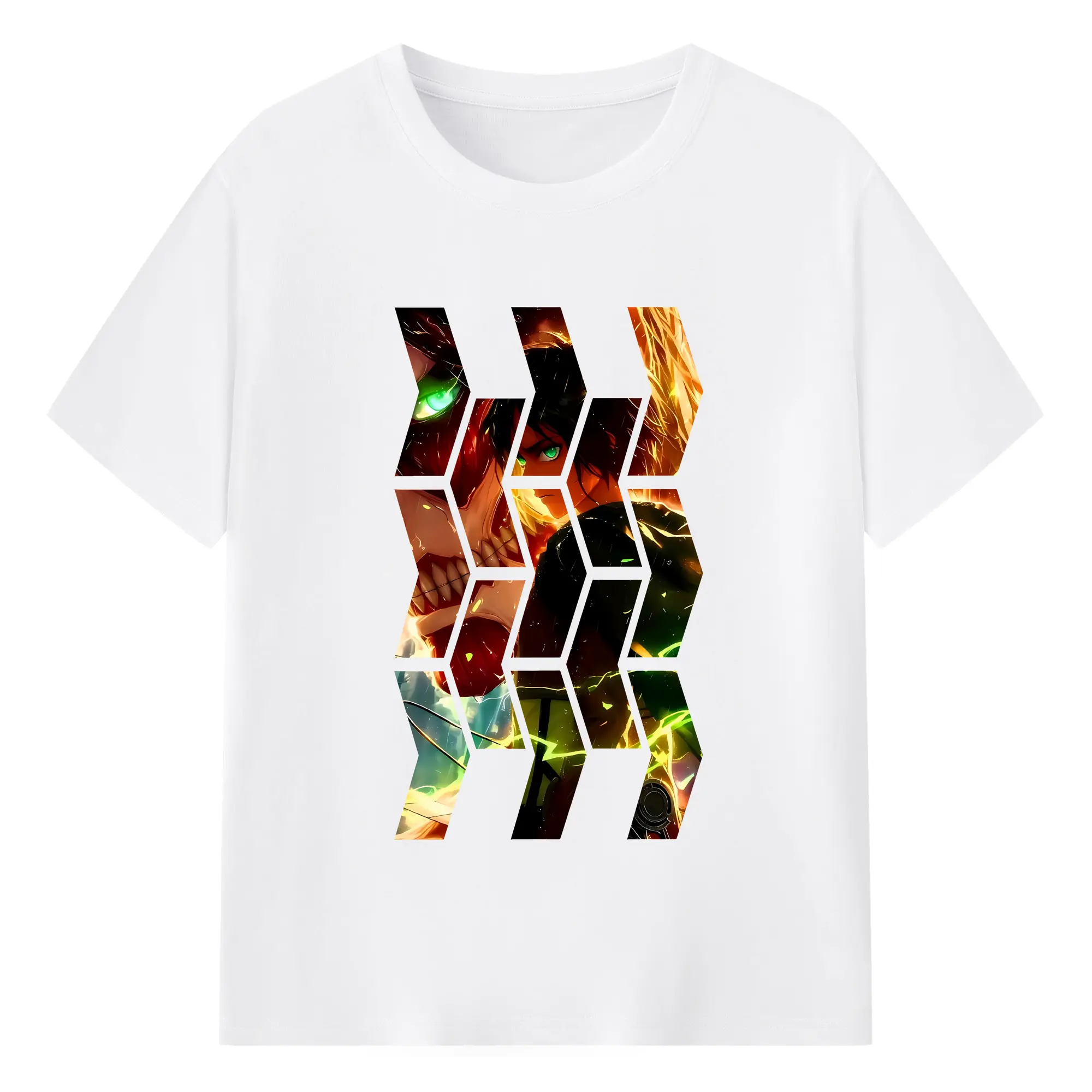 進撃の巨人 グッズ エレン・イェーガー - 綿100％ 半袖Tシャツ ・ フロントプリント ・ 快適 通気性 ・ 日常使い 散歩 スポーツ用