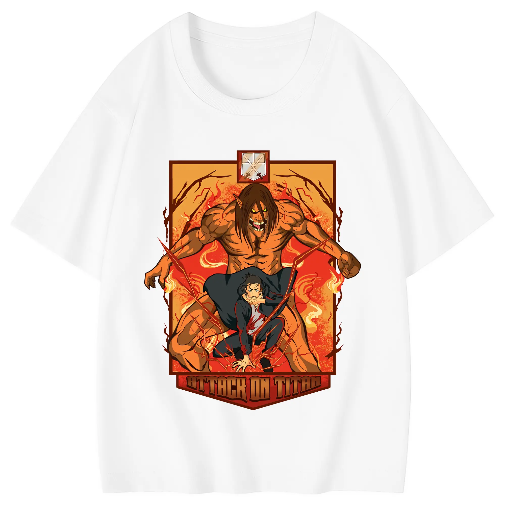 進撃の巨人 グッズ エレン・イェーガー - 綿100％ キッズTシャツ ・ フロントプリント ・ 快適 通気性 ・ スポーツ カジュアル 散歩用