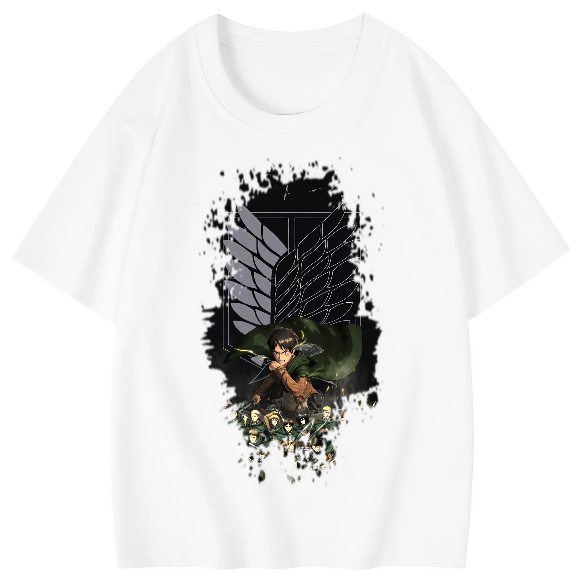 進撃の巨人 グッズ エレン・イェーガー - 綿100％ キッズTシャツ ・ フロントプリント ・ 快適 通気性 ・ スポーツ カジュアル 散歩用