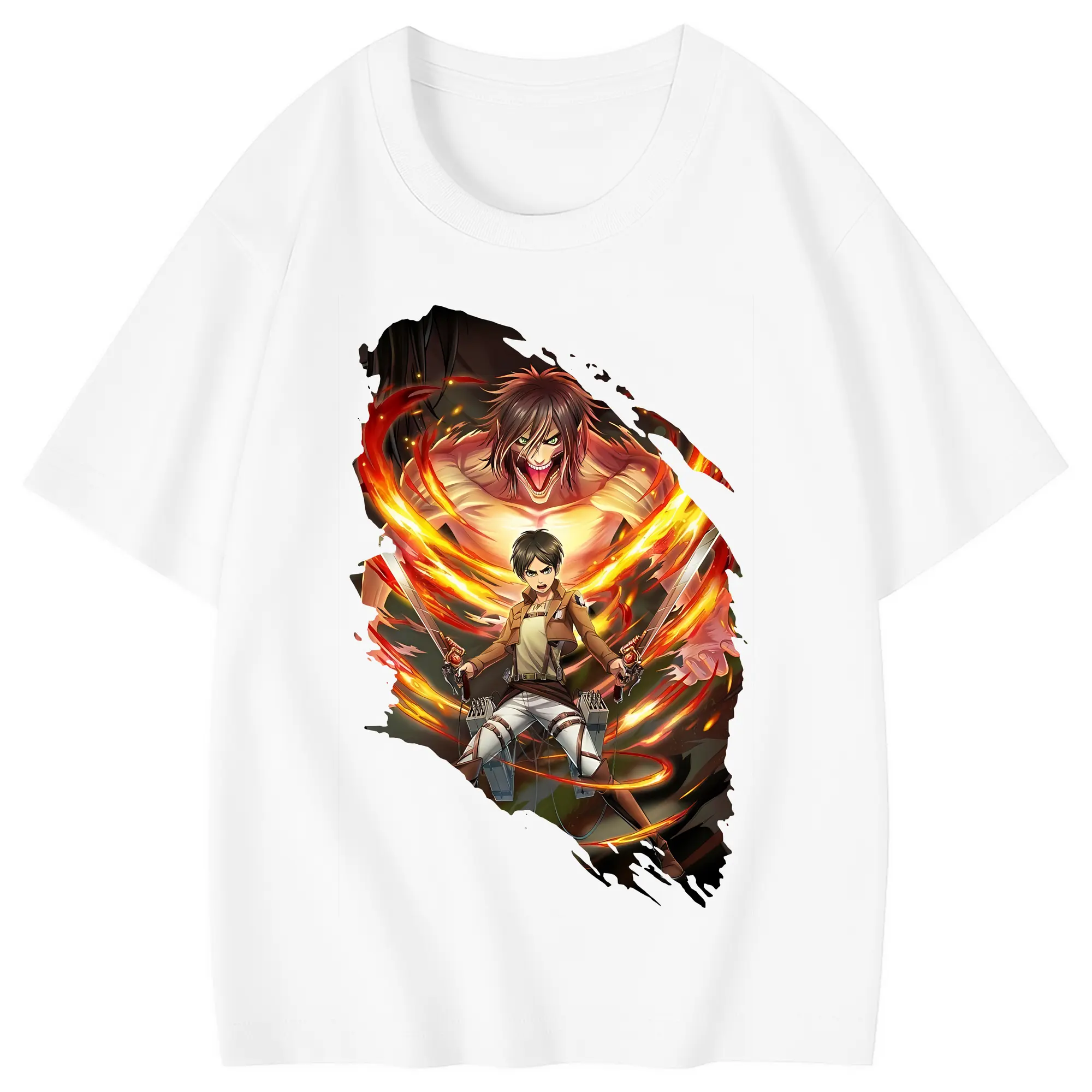 進撃の巨人 グッズ エレン・イェーガー - 綿100％ キッズTシャツ ・ フロントプリント ・ 快適 通気性 ・ スポーツ カジュアル 散歩用