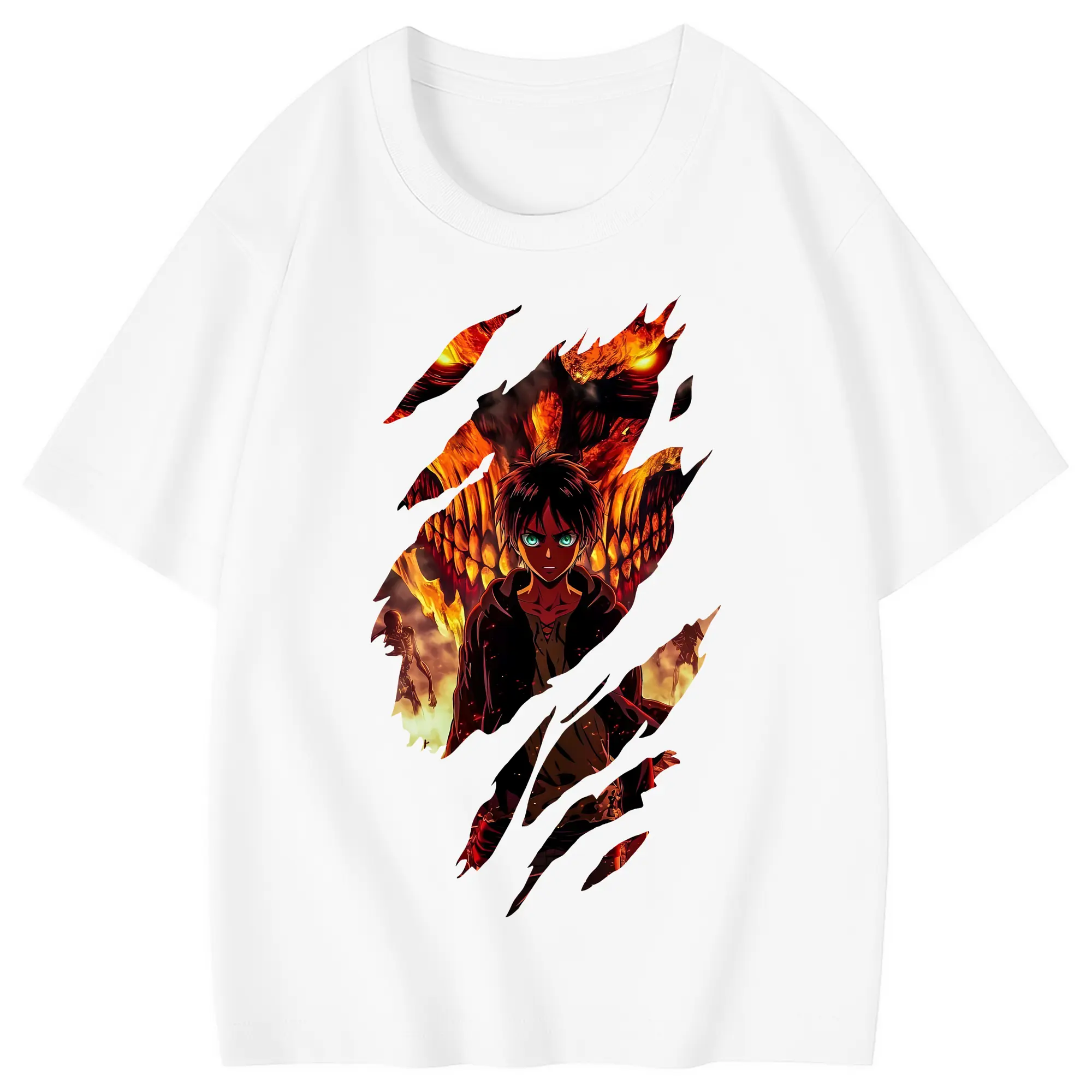 進撃の巨人 グッズ エレン・イェーガー - 綿100％ キッズTシャツ ・ フロントプリント ・ 快適 通気性 ・ スポーツ カジュアル 散歩用