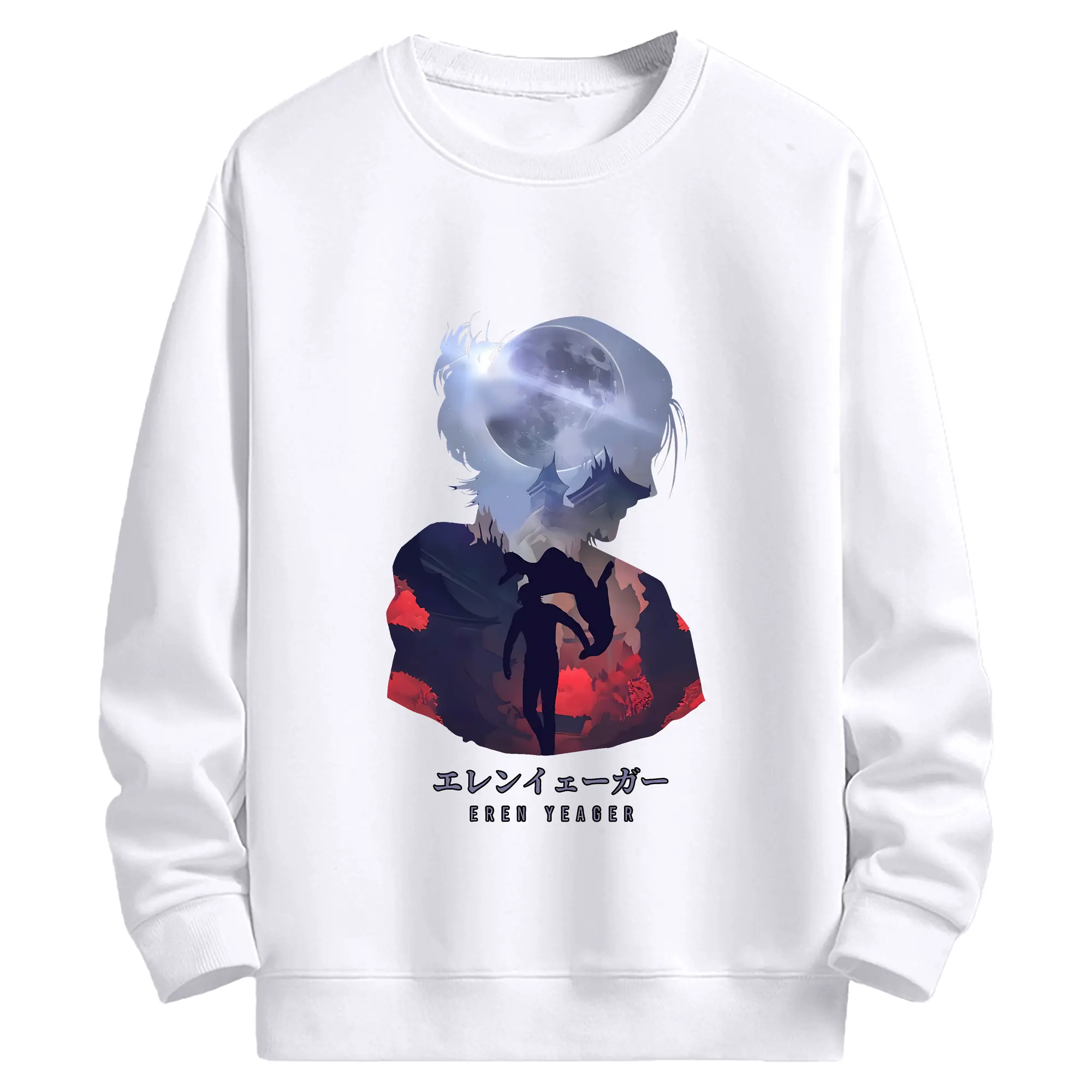 進撃の巨人 グッズ エレン・イェーガー - 高品質 クルーネック スウェット ・ コットン59％ ポリエステル41％ ・ ユニセックス 長袖 トレーナー ・ カジュアル デイリー スポーツ 散歩用