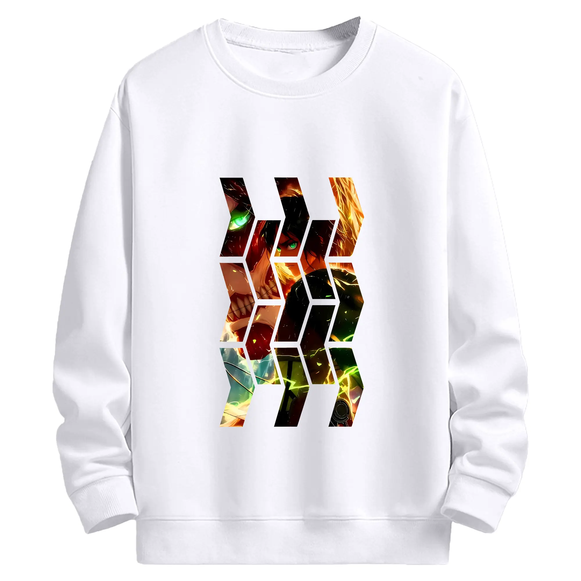 進撃の巨人 グッズ エレン・イェーガー - 高品質 クルーネック スウェット ・ コットン59％ ポリエステル41％ ・ ユニセックス 長袖 トレーナー ・ カジュアル デイリー スポーツ 散歩用