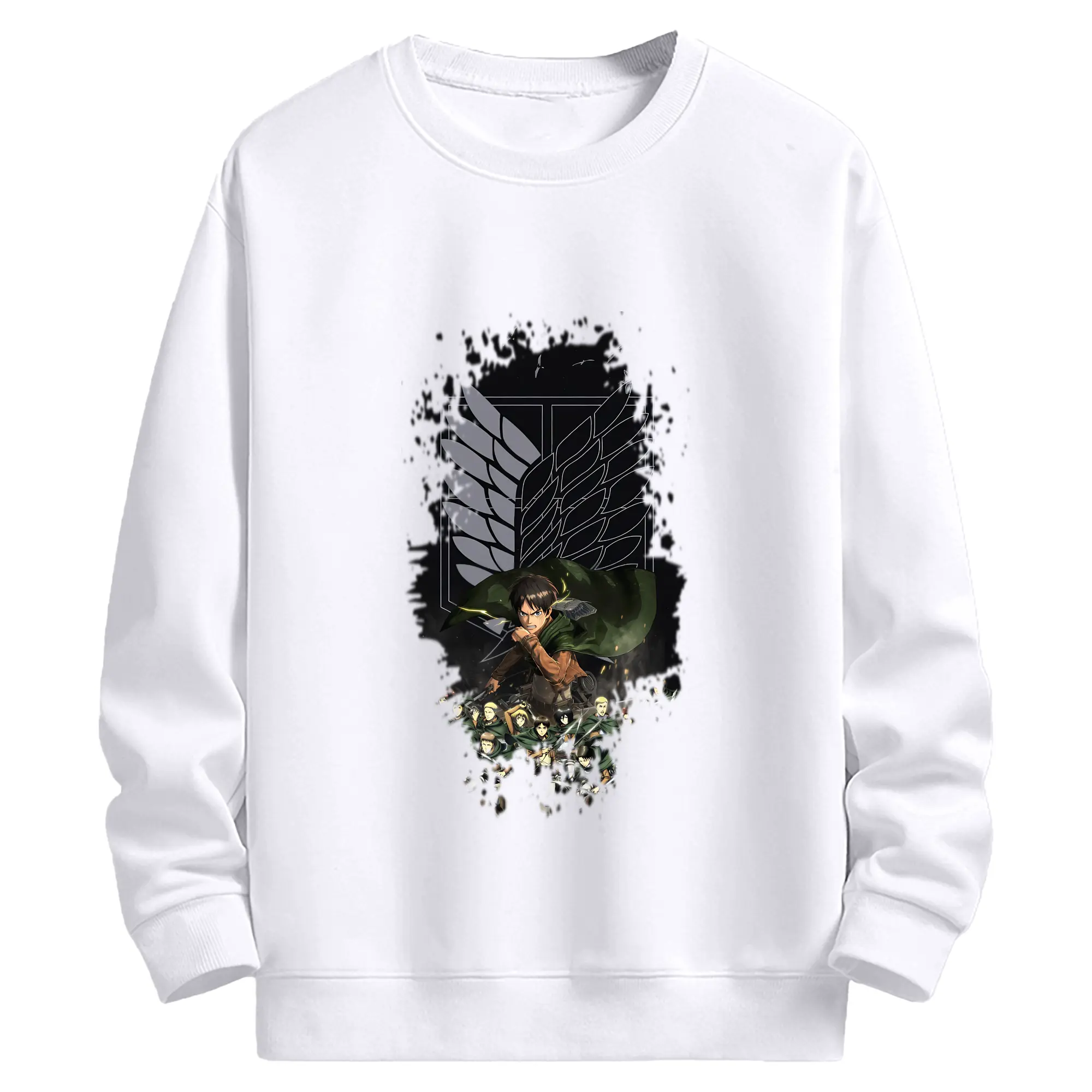 進撃の巨人 グッズ エレン・イェーガー - 高品質 クルーネック スウェット ・ コットン59％ ポリエステル41％ ・ ユニセックス 長袖 トレーナー ・ カジュアル デイリー スポーツ 散歩用