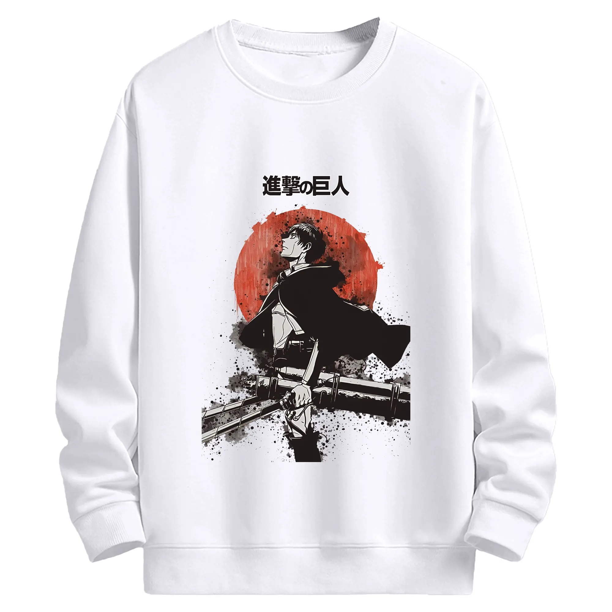 進撃の巨人 グッズ エレン・イェーガー - 高品質 クルーネック スウェット ・ コットン59％ ポリエステル41％ ・ ユニセックス 長袖 トレーナー ・ カジュアル デイリー スポーツ 散歩用