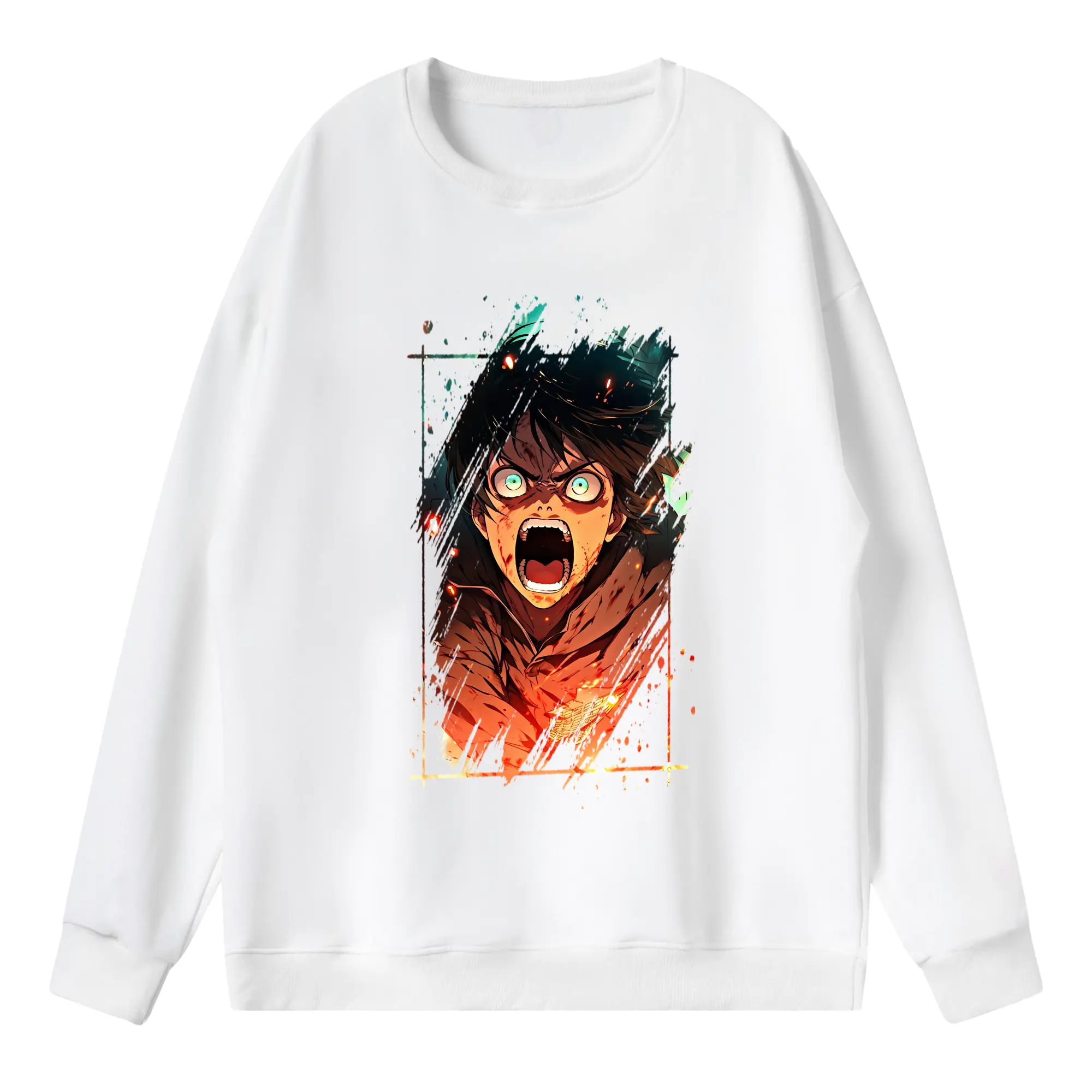 進撃の巨人 グッズ エレン・イェーガー - 薄手 クルーネック スウェット 裏毛260g · ポリエステル 春秋向け カジュアル 男女兼用 · トレーナー デイリー スポーツ 散歩に最適