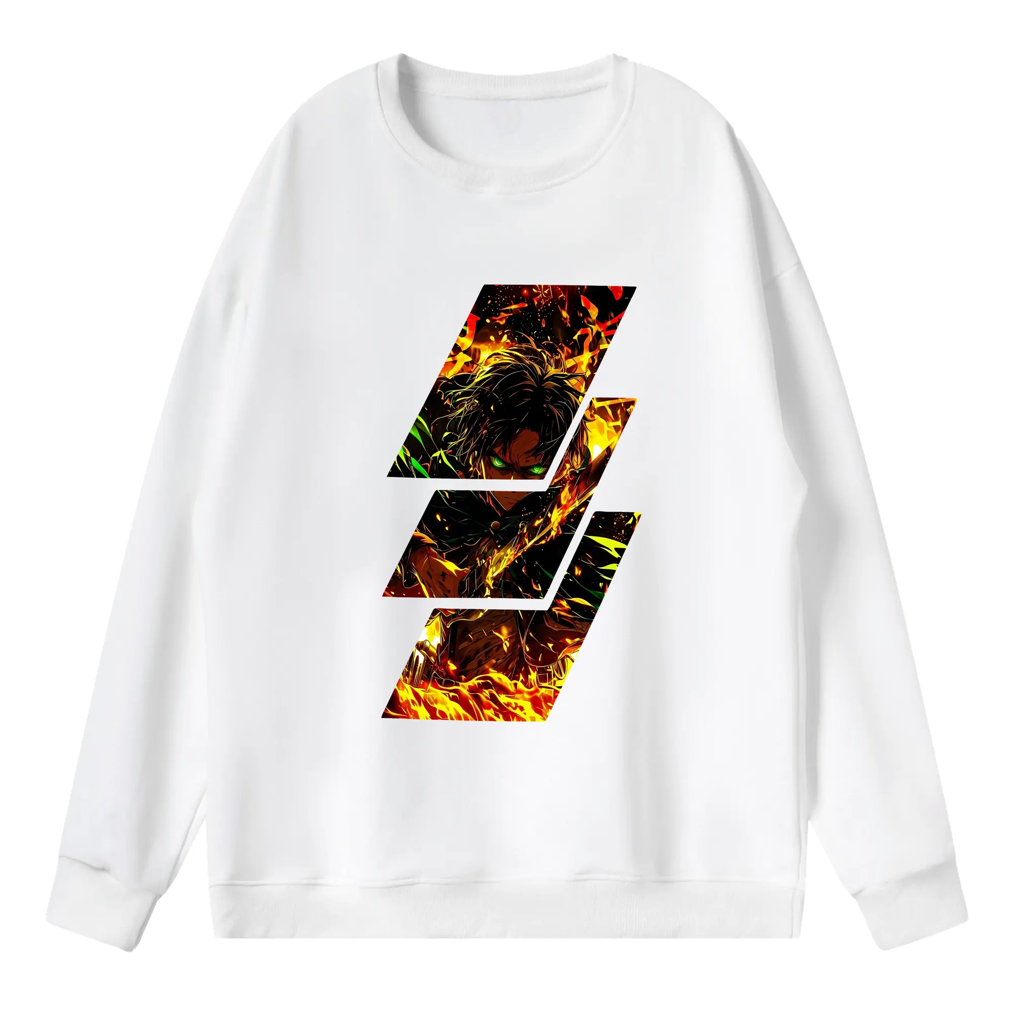 進撃の巨人 グッズ エレン・イェーガー - 薄手 クルーネック スウェット 裏毛260g · ポリエステル 春秋向け カジュアル 男女兼用 · トレーナー デイリー スポーツ 散歩に最適