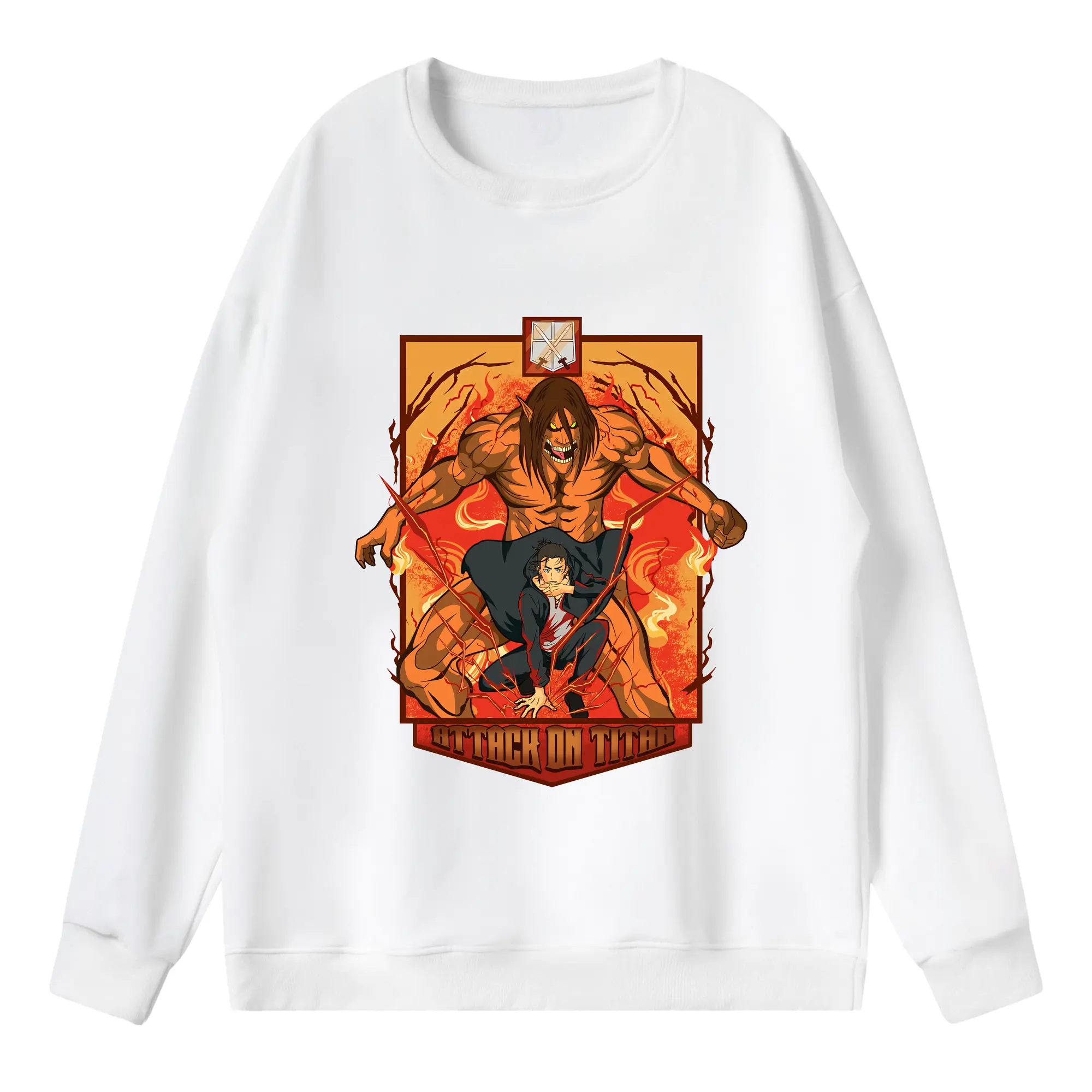 進撃の巨人 グッズ エレン・イェーガー - 薄手 クルーネック スウェット 裏毛260g · ポリエステル 春秋向け カジュアル 男女兼用 · トレーナー デイリー スポーツ 散歩に最適