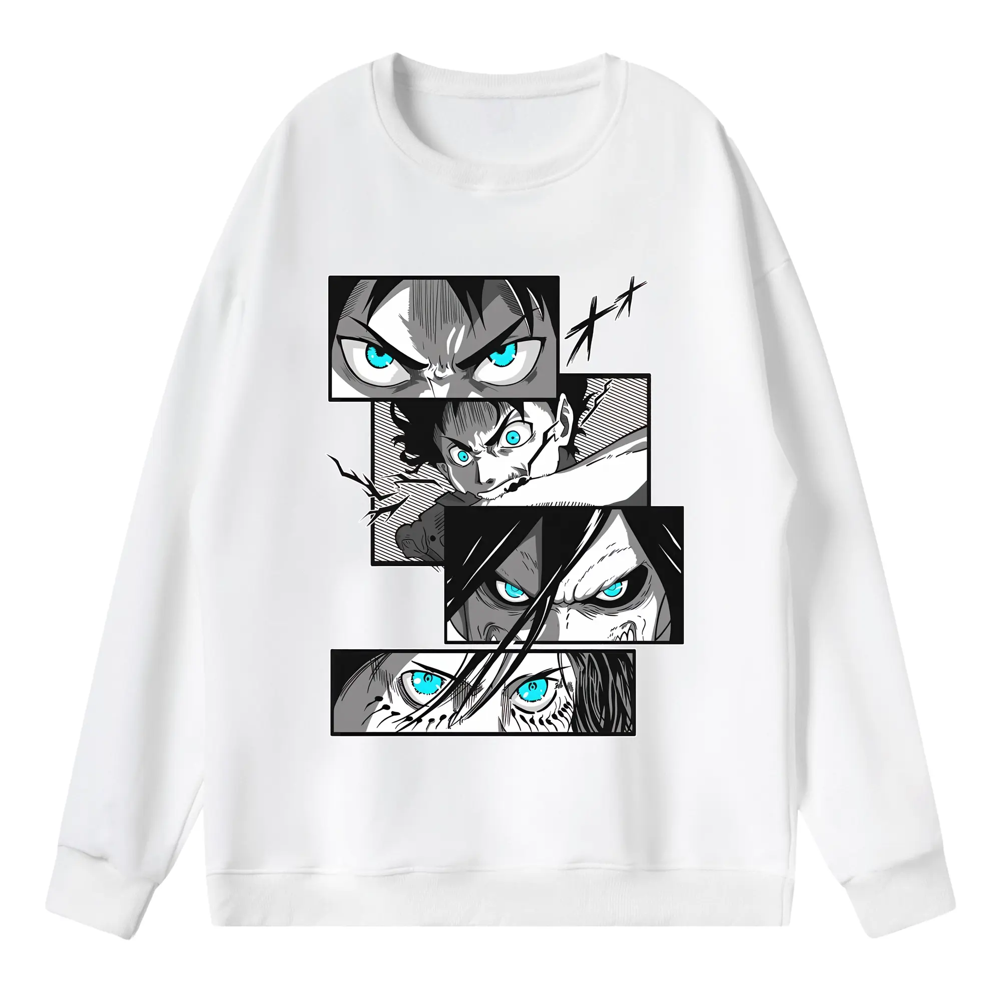 進撃の巨人 グッズ エレン・イェーガー - 薄手 クルーネック スウェット 裏毛260g · ポリエステル 春秋向け カジュアル 男女兼用 · トレーナー デイリー スポーツ 散歩に最適