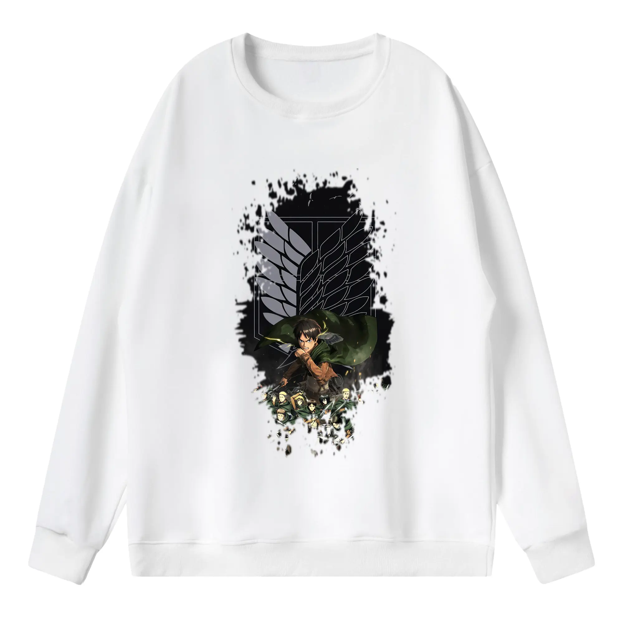 進撃の巨人 グッズ エレン・イェーガー - 薄手 クルーネック スウェット 裏毛260g · ポリエステル 春秋向け カジュアル 男女兼用 · トレーナー デイリー スポーツ 散歩に最適