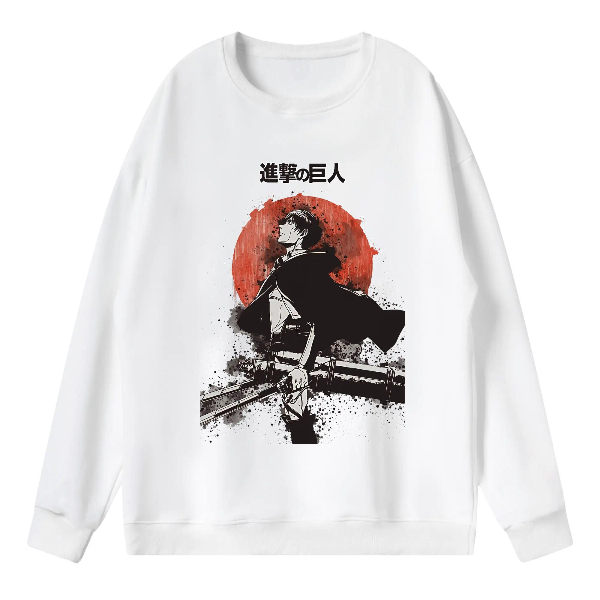 進撃の巨人 グッズ エレン・イェーガー - 薄手 クルーネック スウェット 裏毛260g · ポリエステル 春秋向け カジュアル 男女兼用 · トレーナー デイリー スポーツ 散歩に最適