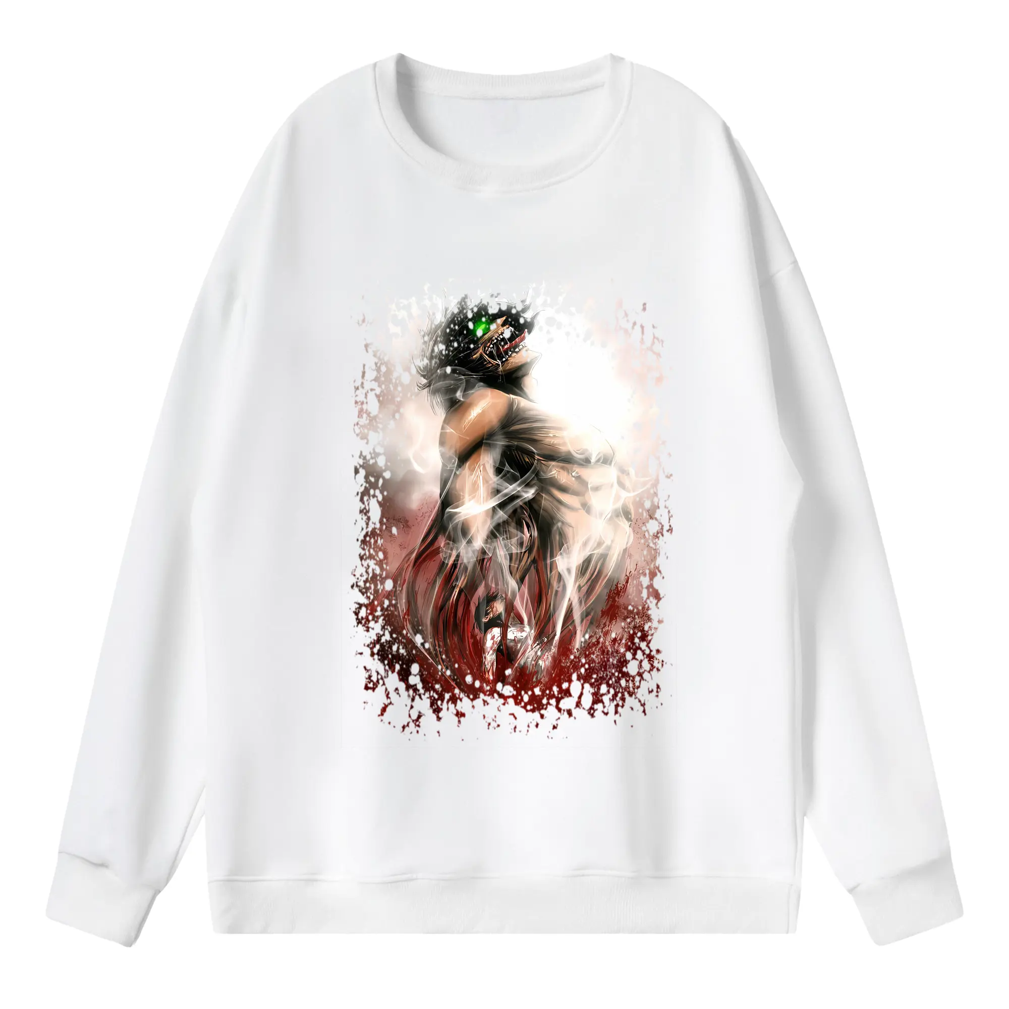 進撃の巨人 グッズ エレン・イェーガー - 薄手 クルーネック スウェット 裏毛260g · ポリエステル 春秋向け カジュアル 男女兼用 · トレーナー デイリー スポーツ 散歩に最適