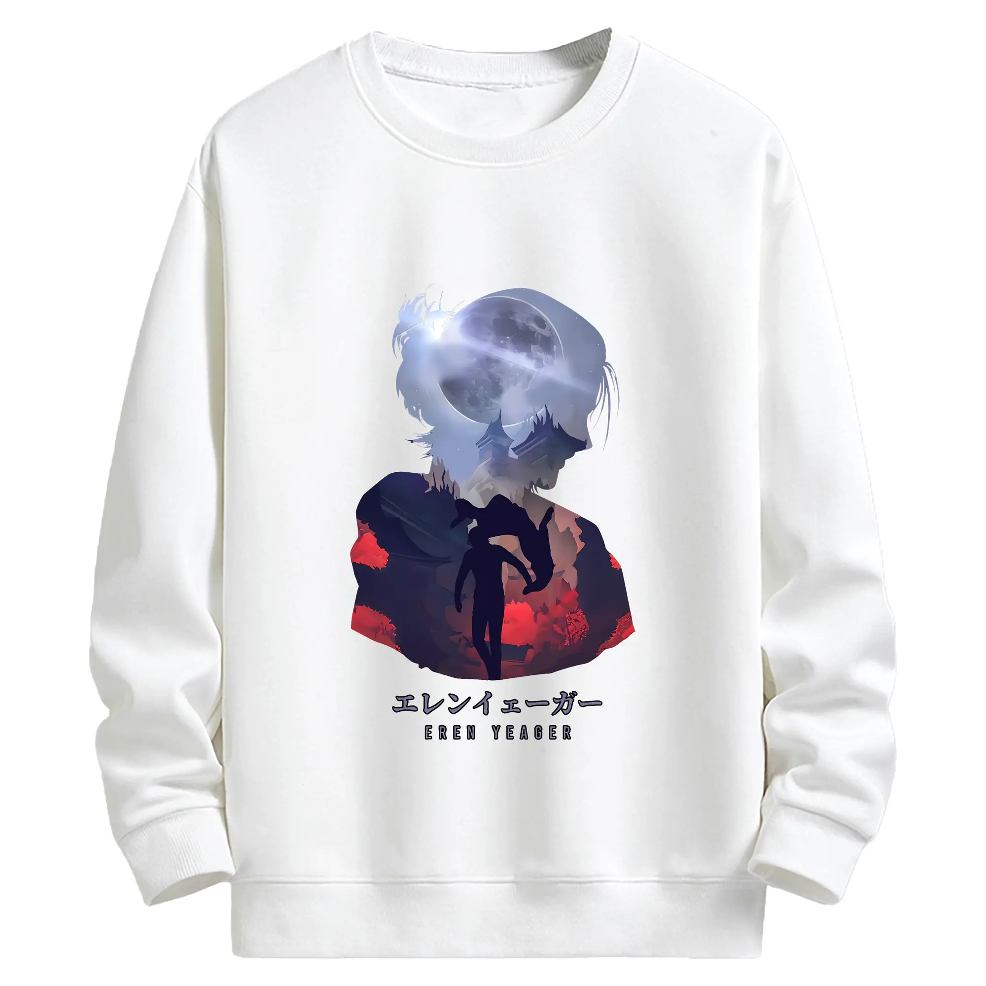 進撃の巨人 グッズ エレン・イェーガー - キッズ クルーネックスウェットシャツ ・ フロントプリント ・ 綿80％ ポリエステル20％ ・ 快適 通学 スポーツ 日常使い お散歩用