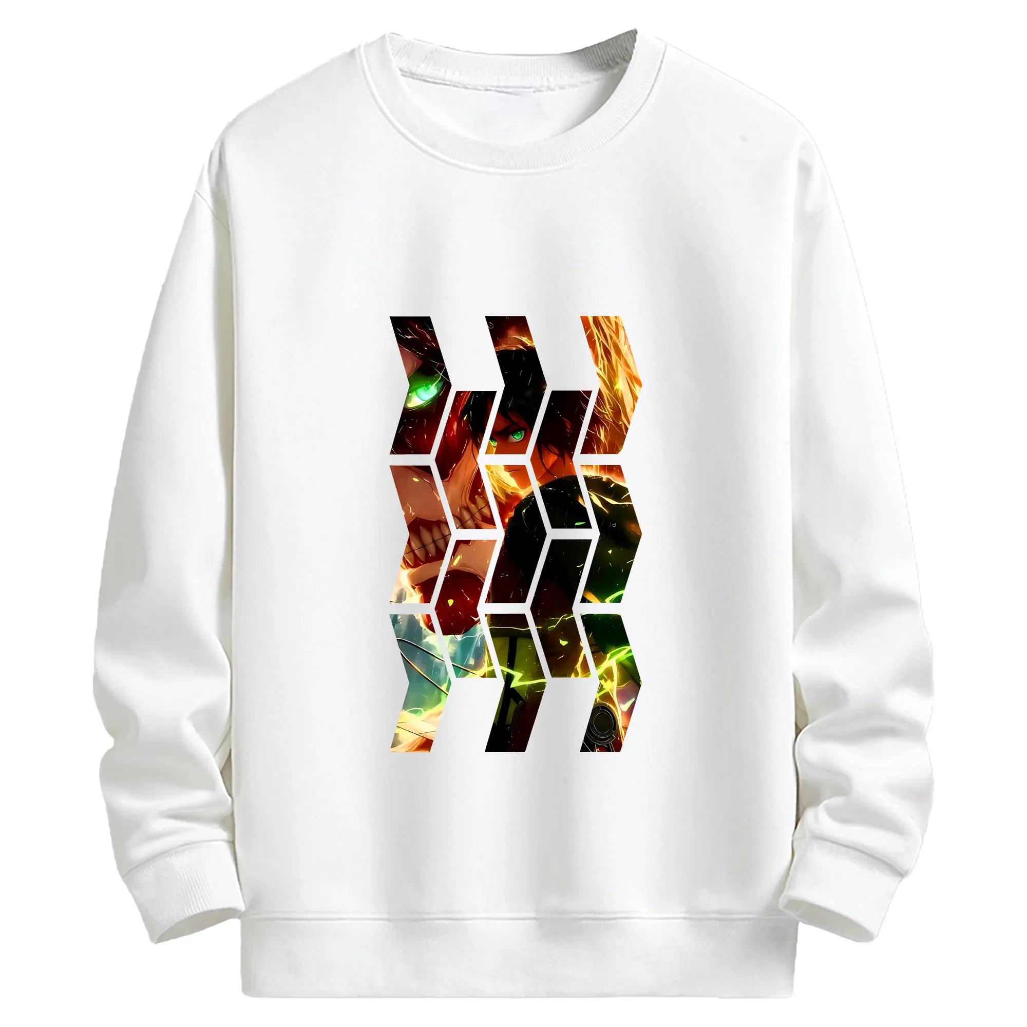 進撃の巨人 グッズ エレン・イェーガー - キッズ クルーネックスウェットシャツ ・ フロントプリント ・ 綿80％ ポリエステル20％ ・ 快適 通学 スポーツ 日常使い お散歩用