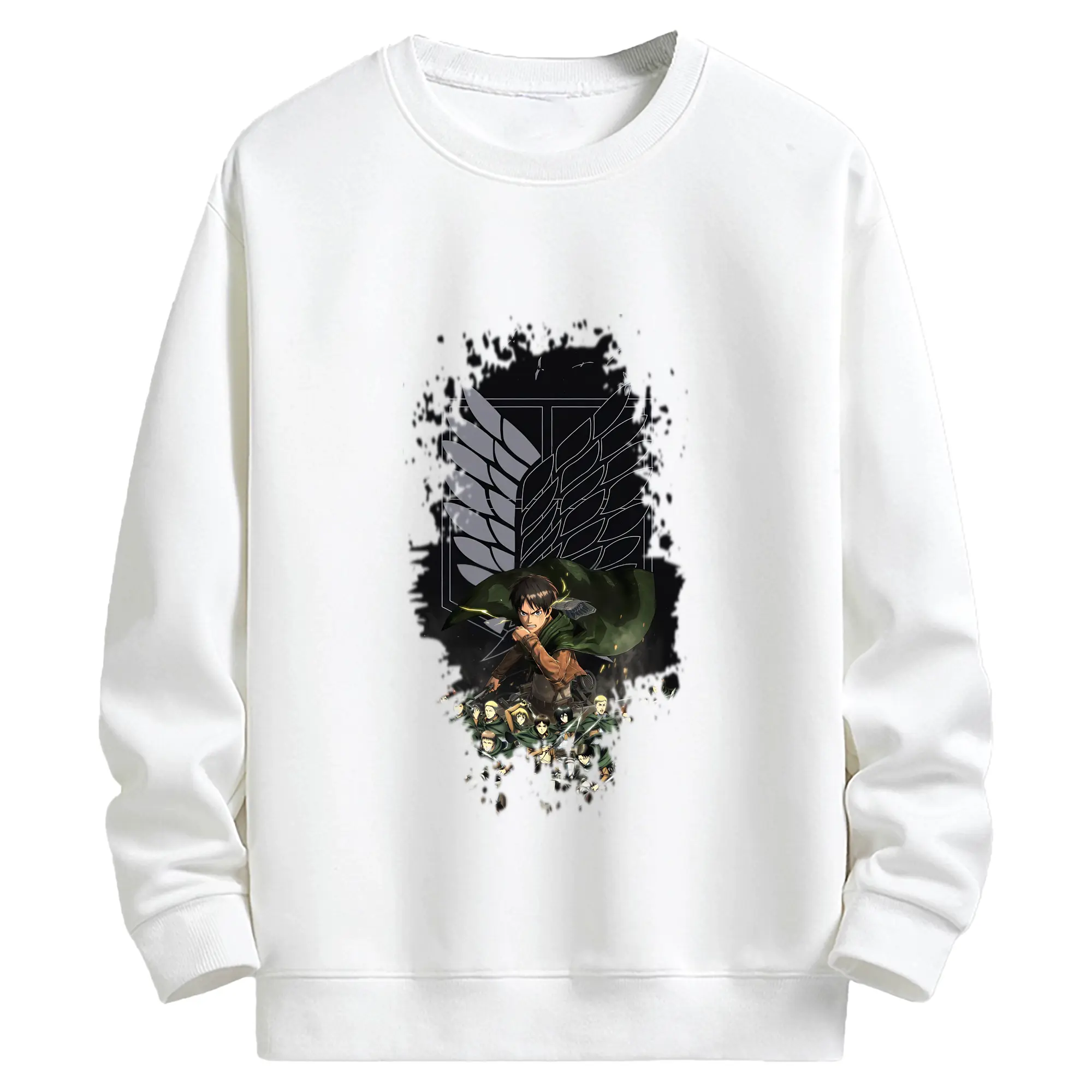 進撃の巨人 グッズ エレン・イェーガー - キッズ クルーネックスウェットシャツ ・ フロントプリント ・ 綿80％ ポリエステル20％ ・ 快適 通学 スポーツ 日常使い お散歩用