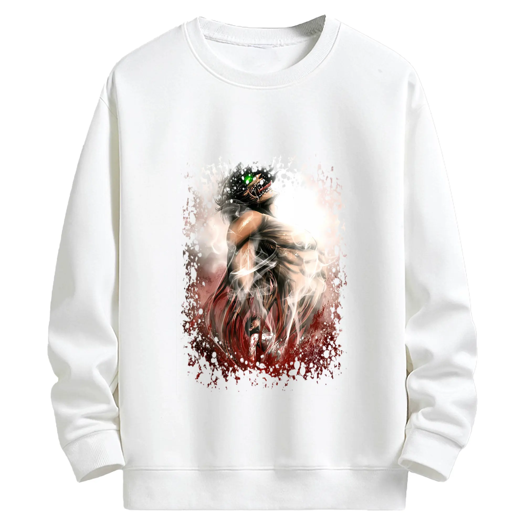 進撃の巨人 グッズ エレン・イェーガー - キッズ クルーネックスウェットシャツ ・ フロントプリント ・ 綿80％ ポリエステル20％ ・ 快適 通学 スポーツ 日常使い お散歩用