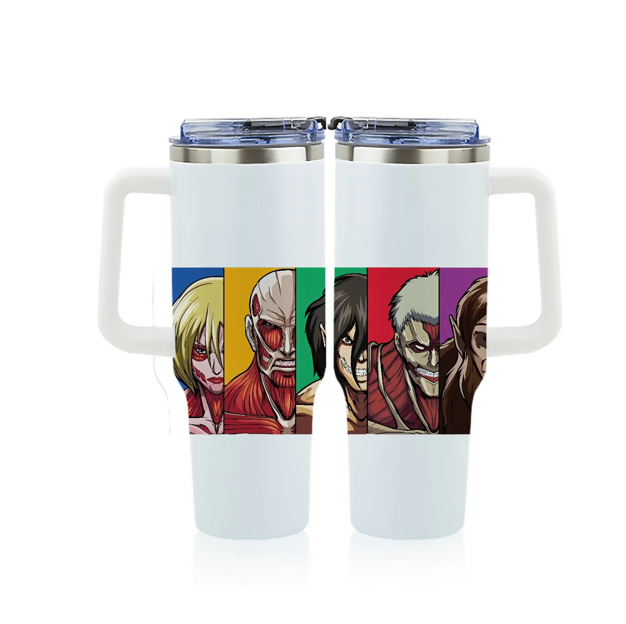 進撃の巨人 グッズ ミカサ・アッカーマン - 1200mL フルプリント車用タンブラー ・ 304ステンレス 内側 ・ 201ステンレス 外側 ・ 保温 保冷 ・ 通勤 ドライブ アウトドア用