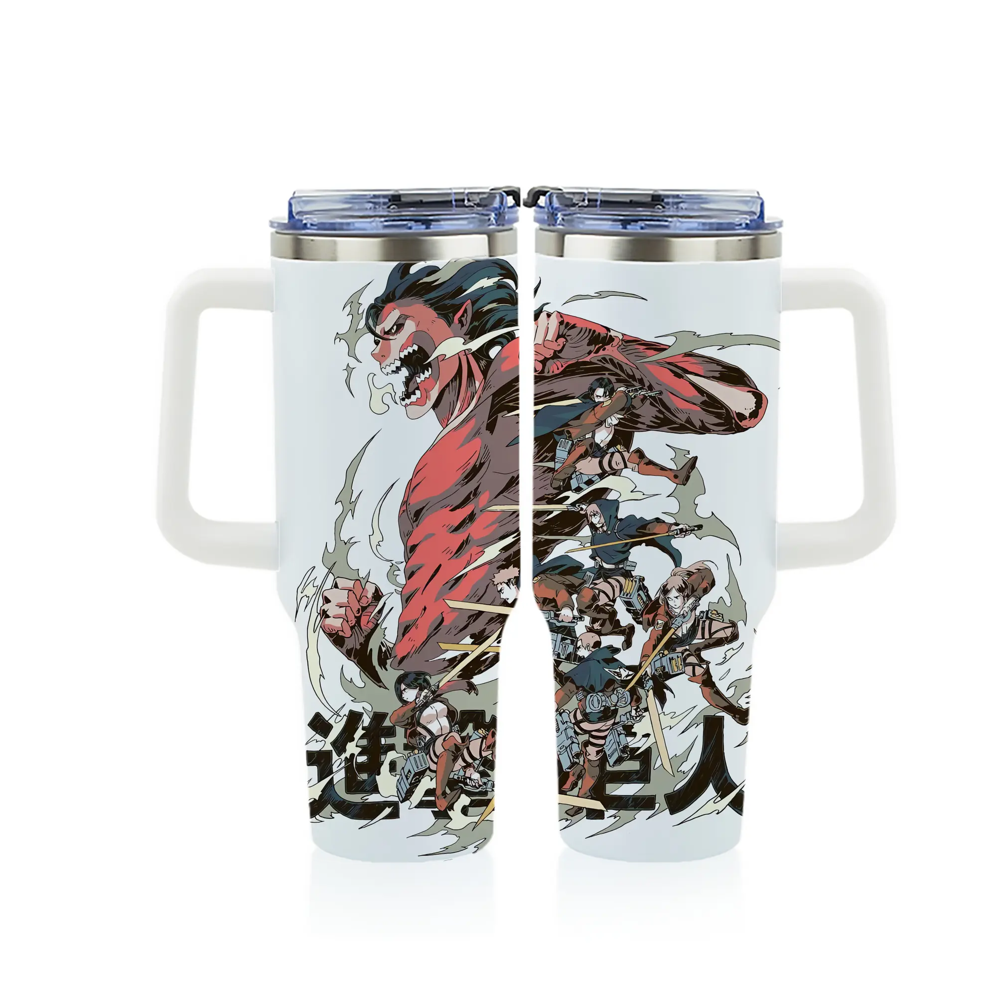 進撃の巨人 グッズ ミカサ・アッカーマン - 1200mL フルプリント車用タンブラー ・ 304ステンレス 内側 ・ 201ステンレス 外側 ・ 保温 保冷 ・ 通勤 ドライブ アウトドア用