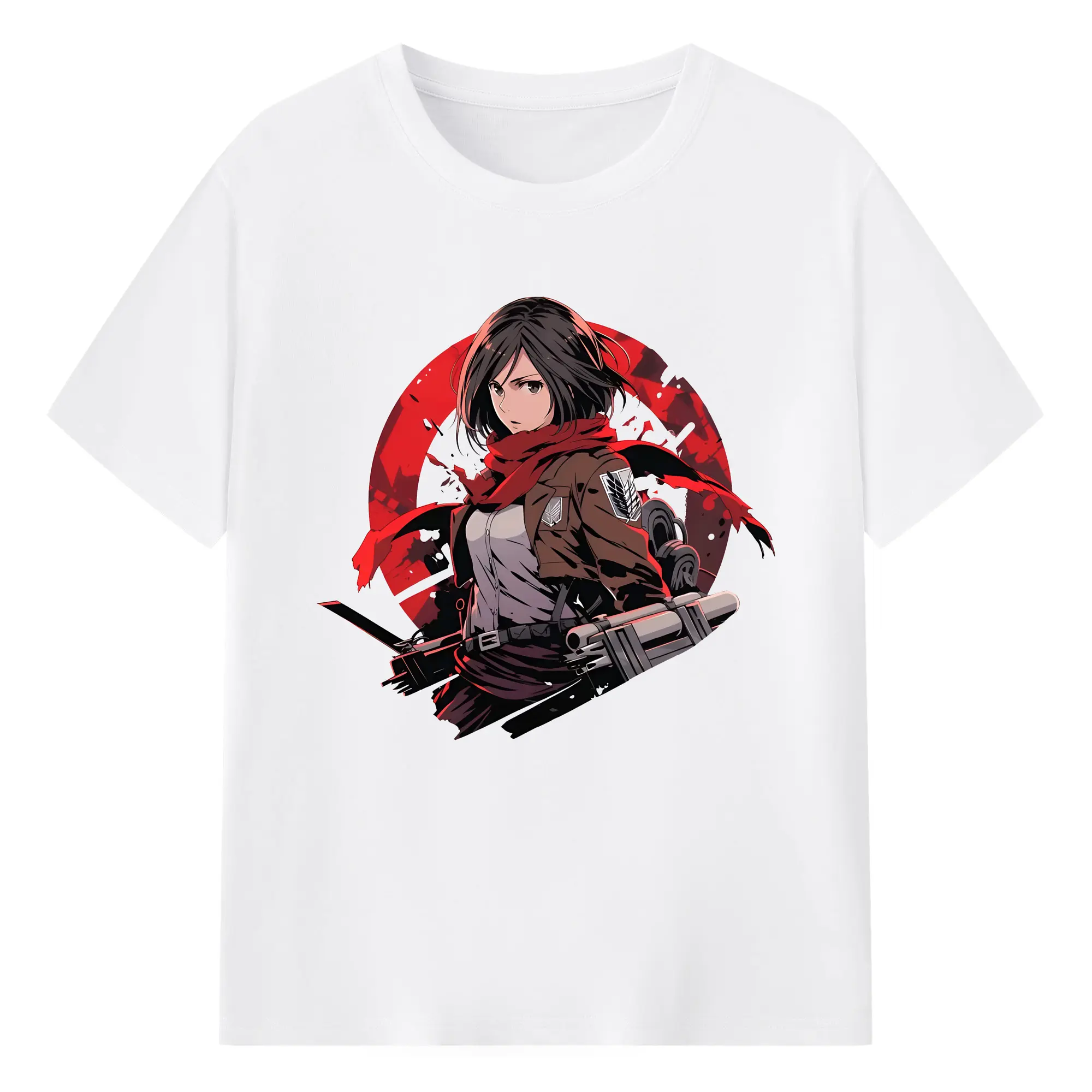 進撃の巨人 グッズ ミカサ・アッカーマン - 綿100％ 半袖Tシャツ ・ フロントプリント ・ 快適 通気性 ・ 日常使い 散歩 スポーツ用