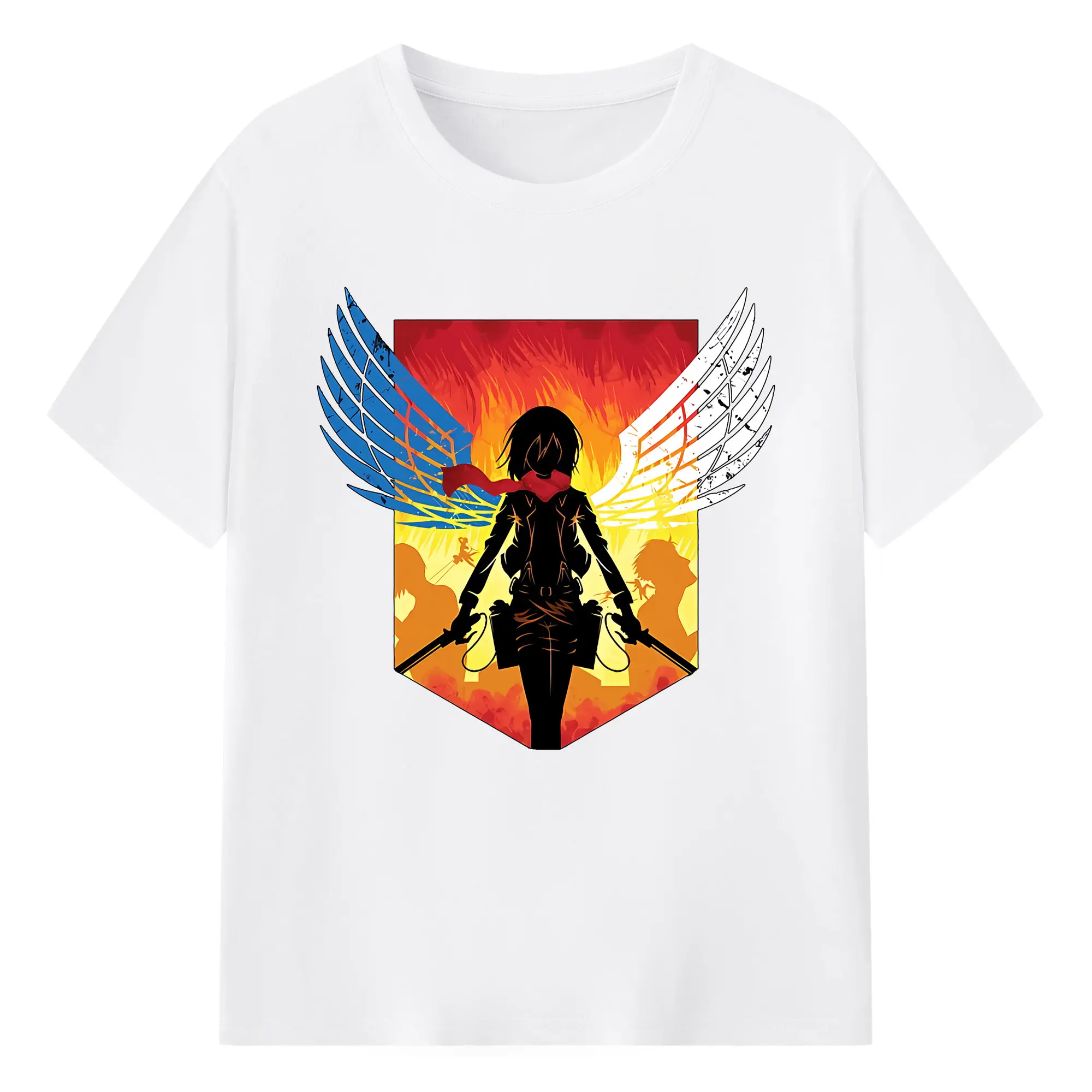 進撃の巨人 グッズ ミカサ・アッカーマン - 綿100％ 半袖Tシャツ ・ フロントプリント ・ 快適 通気性 ・ 日常使い 散歩 スポーツ用