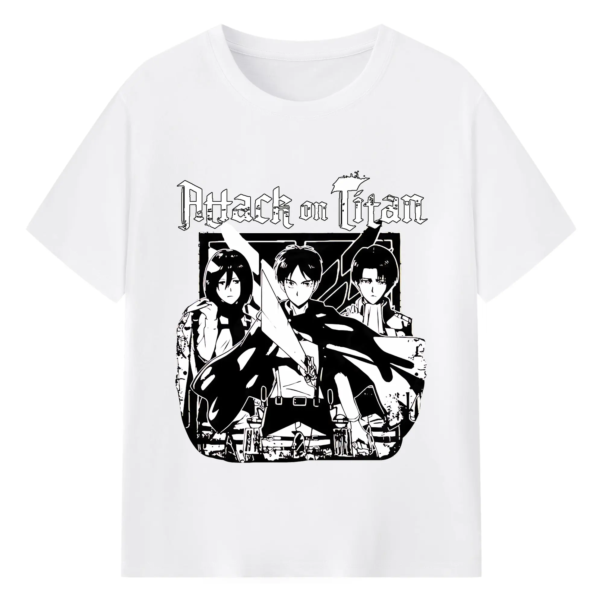 進撃の巨人 グッズ ミカサ・アッカーマン - 綿100％ 半袖Tシャツ ・ フロントプリント ・ 快適 通気性 ・ 日常使い 散歩 スポーツ用