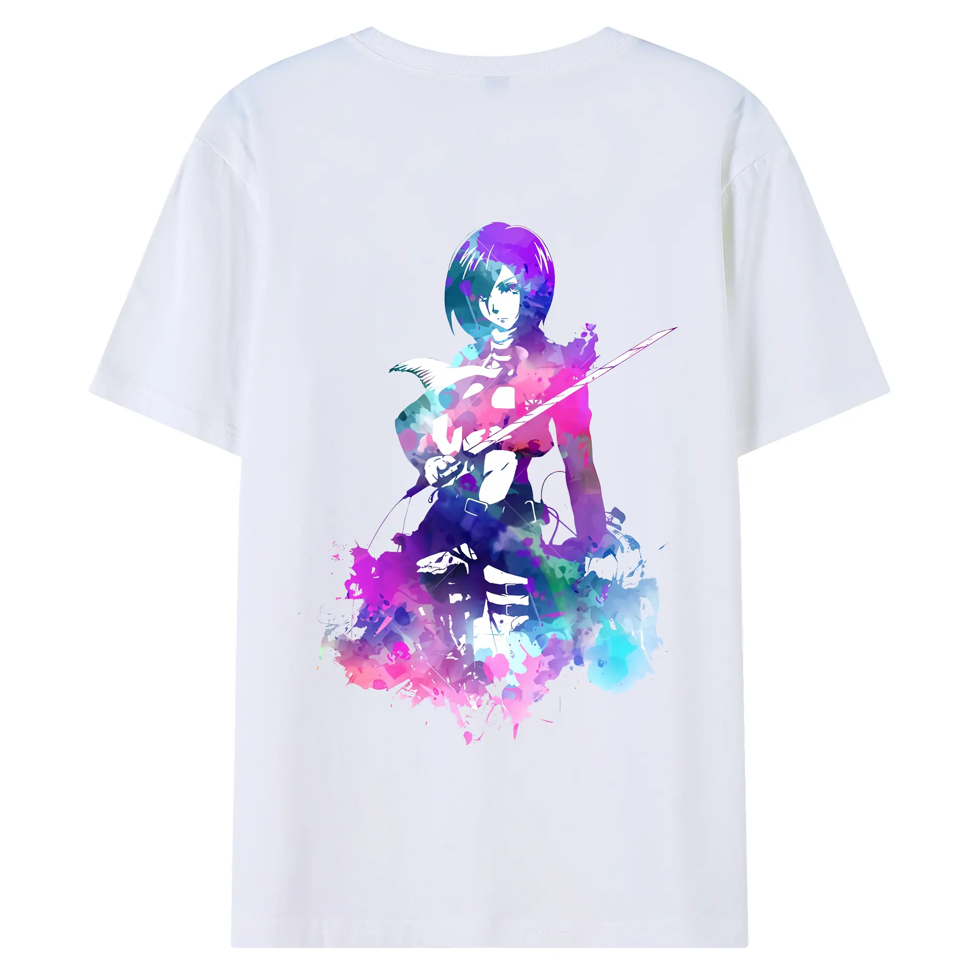 進撃の巨人 グッズ ミカサ・アッカーマン - 綿100％ 半袖Tシャツ ・ バックプリント ・ 快適 通気性 ・ 日常使い 散歩 スポーツ用