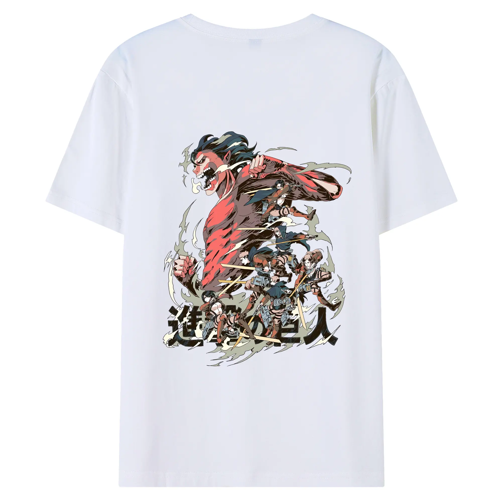 進撃の巨人 グッズ ミカサ・アッカーマン - 綿100％ 半袖Tシャツ ・ バックプリント ・ 快適 通気性 ・ 日常使い 散歩 スポーツ用