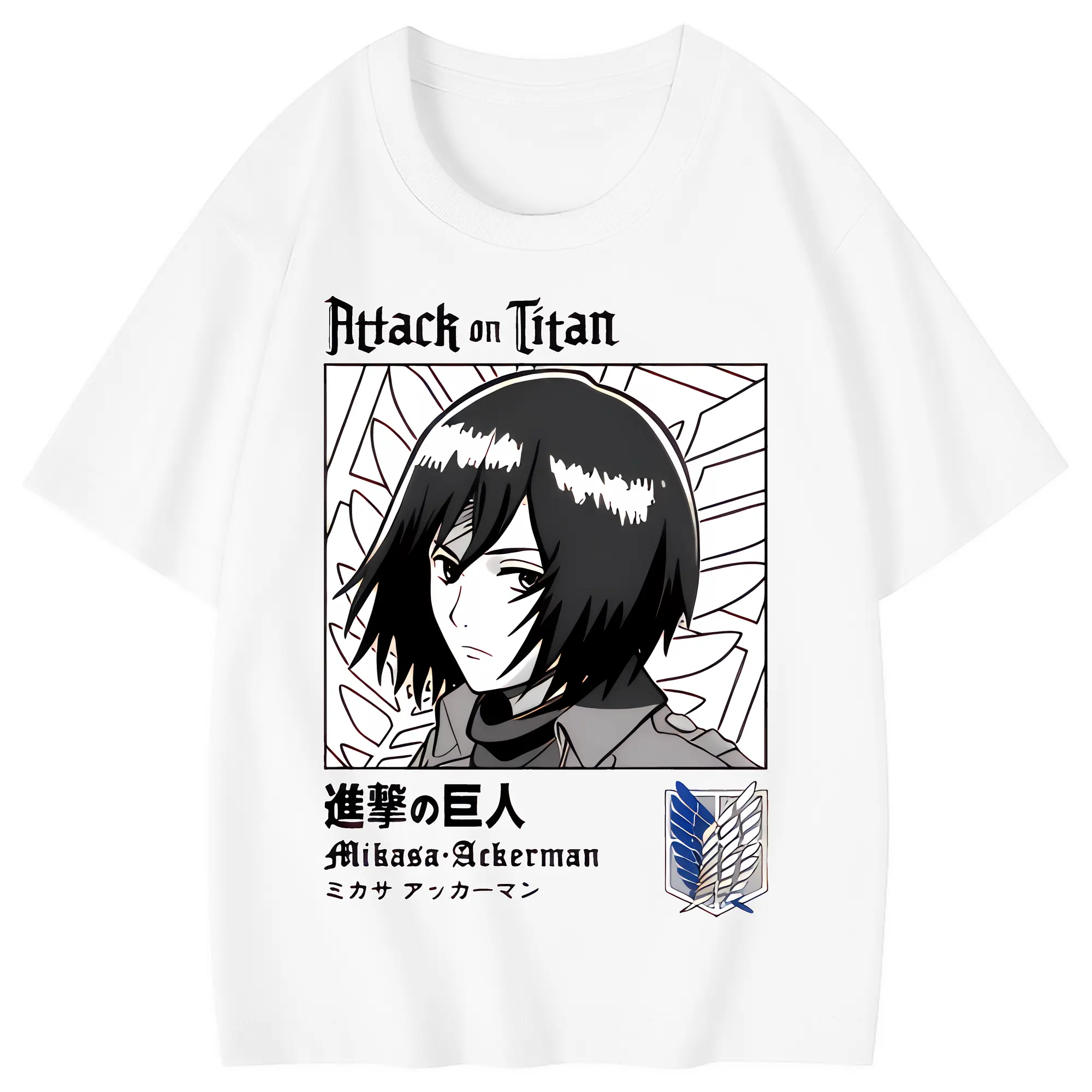 進撃の巨人 グッズ ミカサ・アッカーマン - 綿100％ キッズTシャツ ・ フロントプリント ・ 快適 通気性 ・ スポーツ カジュアル 散歩用