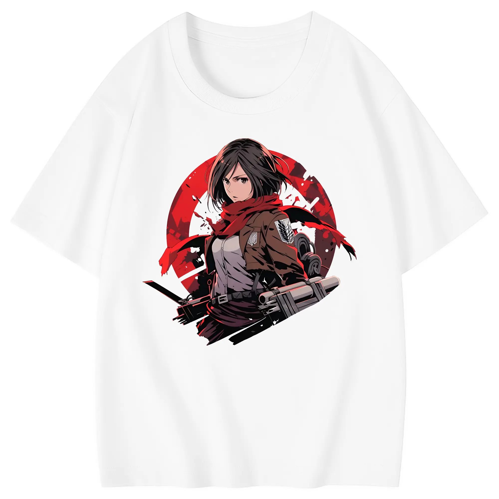 進撃の巨人 グッズ ミカサ・アッカーマン - 綿100％ キッズTシャツ ・ フロントプリント ・ 快適 通気性 ・ スポーツ カジュアル 散歩用