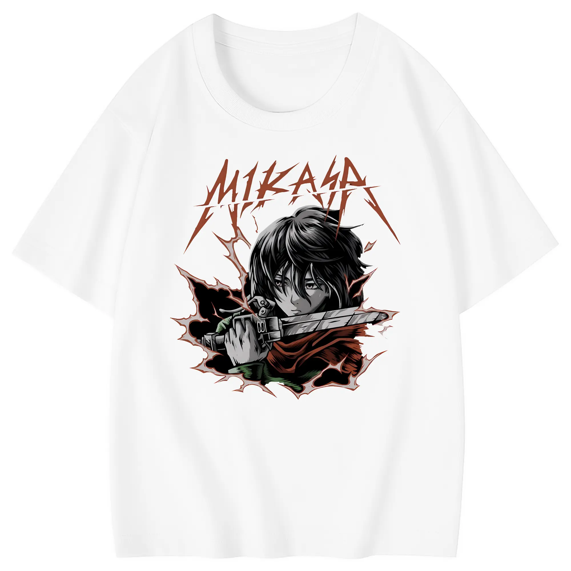 進撃の巨人 グッズ ミカサ・アッカーマン - 綿100％ キッズTシャツ ・ フロントプリント ・ 快適 通気性 ・ スポーツ カジュアル 散歩用