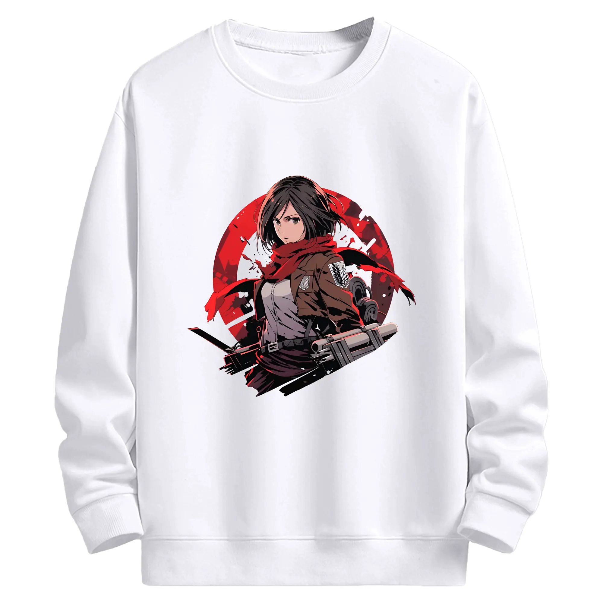 進撃の巨人 グッズ ミカサ・アッカーマン - 高品質 クルーネック スウェット ・ コットン59％ ポリエステル41％ ・ ユニセックス 長袖 トレーナー ・ カジュアル デイリー スポーツ 散歩用