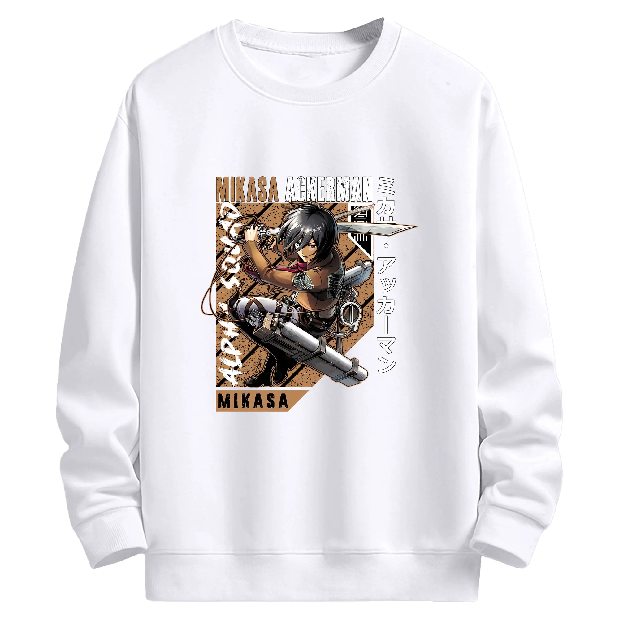 進撃の巨人 グッズ ミカサ・アッカーマン - 高品質 クルーネック スウェット ・ コットン59％ ポリエステル41％ ・ ユニセックス 長袖 トレーナー ・ カジュアル デイリー スポーツ 散歩用