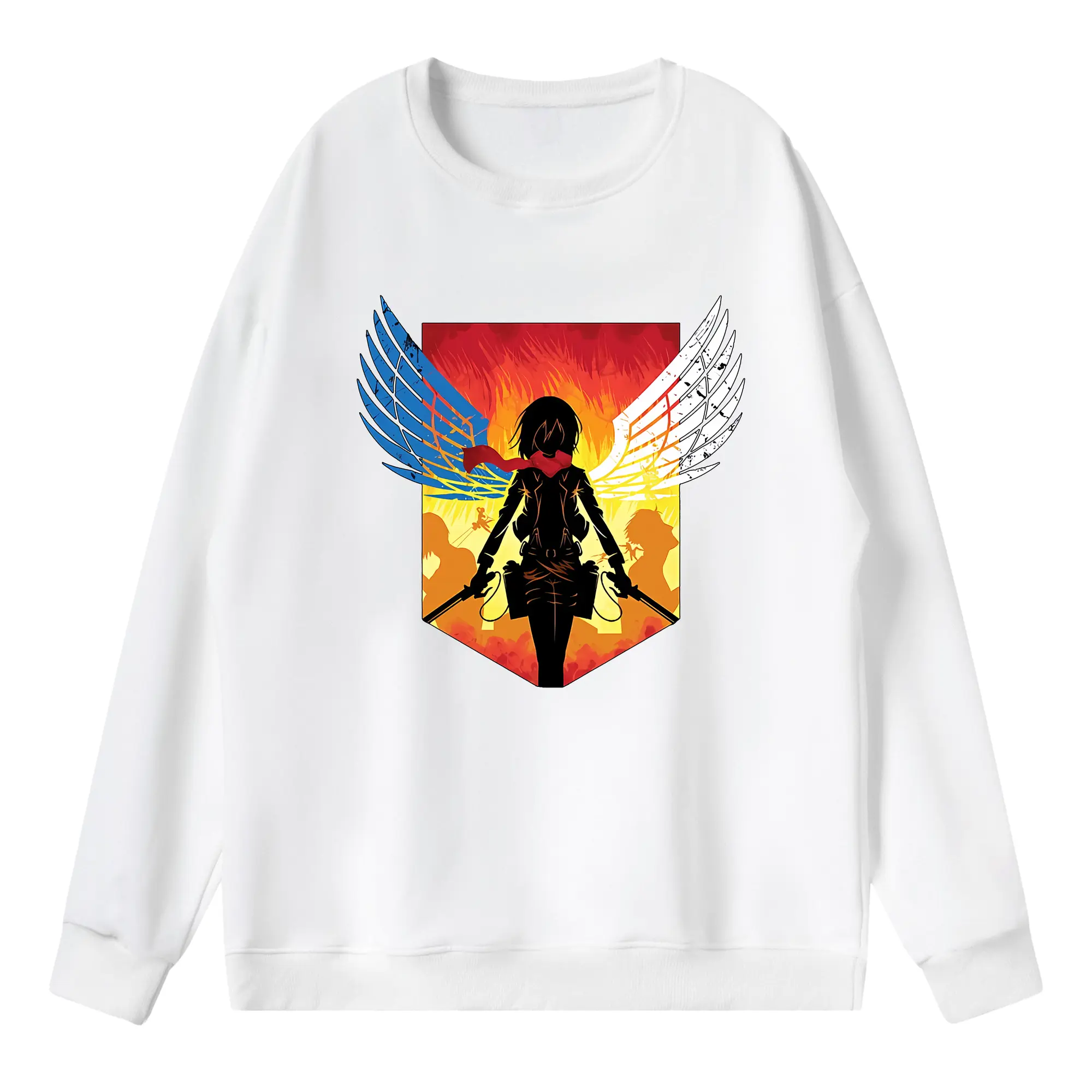 進撃の巨人 グッズ ミカサ・アッカーマン - 薄手 クルーネック スウェット 裏毛260g · ポリエステル 春秋向け カジュアル 男女兼用 · トレーナー デイリー スポーツ 散歩に最適