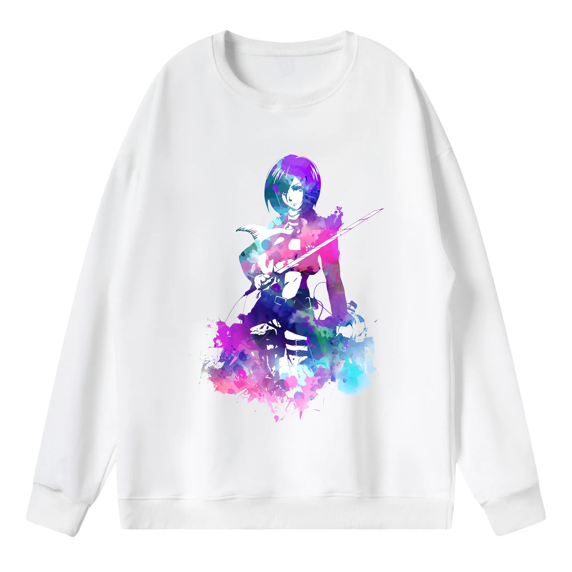 進撃の巨人 グッズ ミカサ・アッカーマン - 薄手 クルーネック スウェット 裏毛260g · ポリエステル 春秋向け カジュアル 男女兼用 · トレーナー デイリー スポーツ 散歩に最適