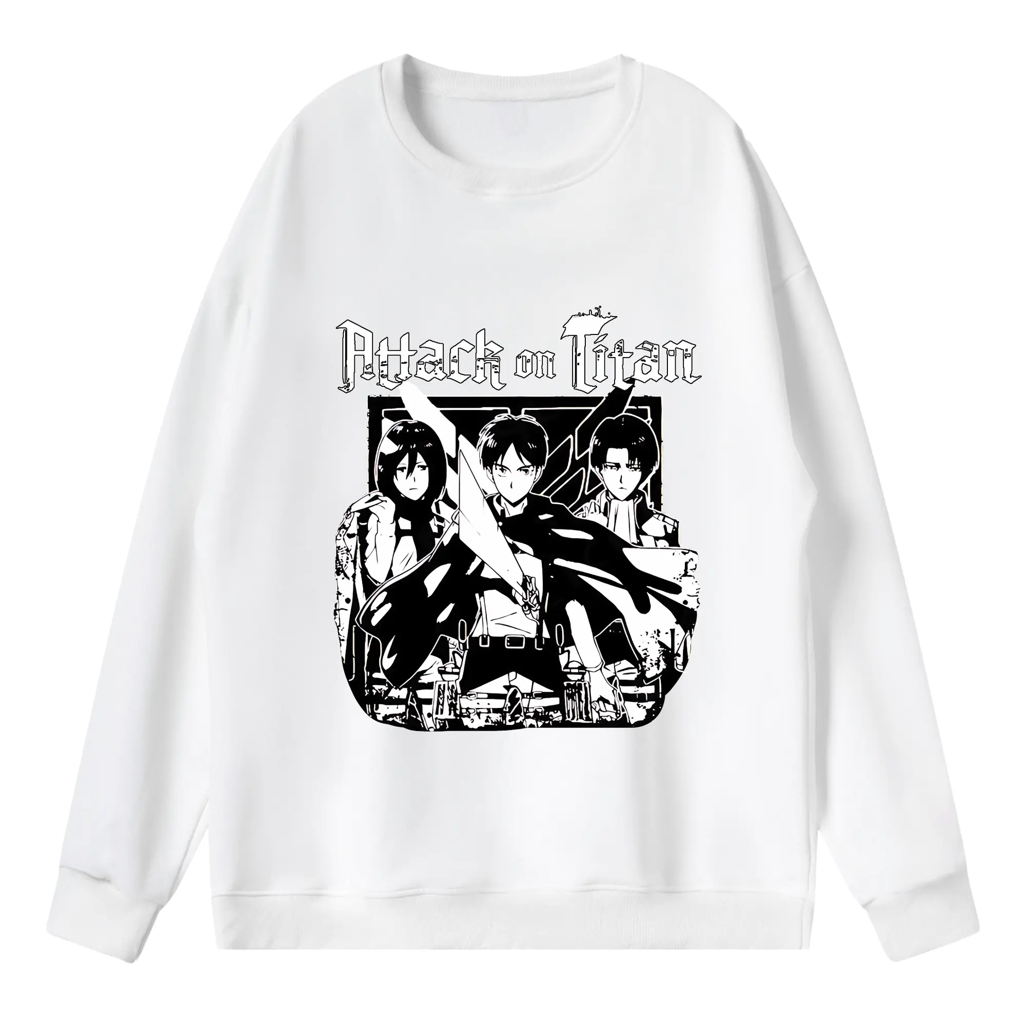 進撃の巨人 グッズ ミカサ・アッカーマン - 薄手 クルーネック スウェット 裏毛260g · ポリエステル 春秋向け カジュアル 男女兼用 · トレーナー デイリー スポーツ 散歩に最適
