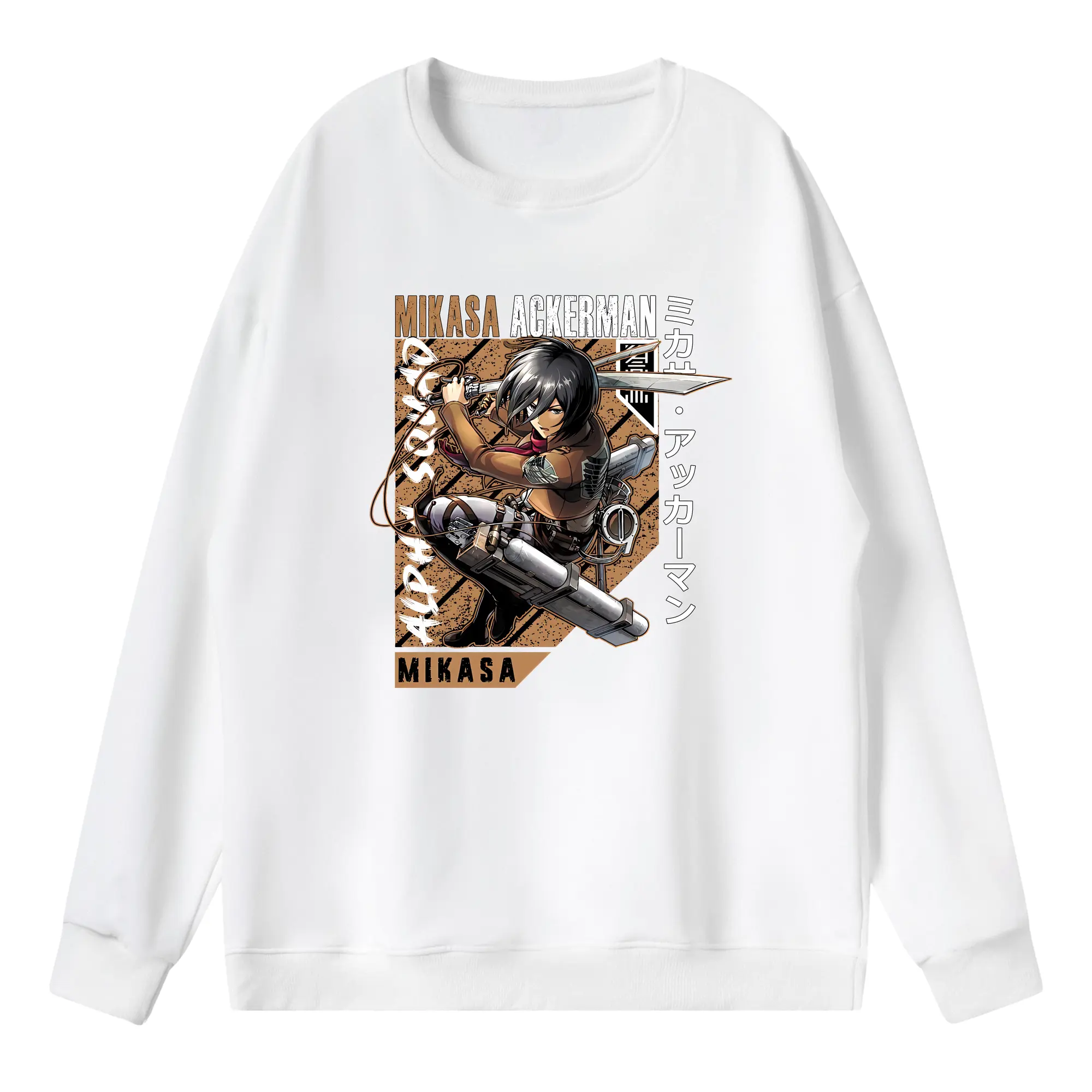 進撃の巨人 グッズ ミカサ・アッカーマン - 薄手 クルーネック スウェット 裏毛260g · ポリエステル 春秋向け カジュアル 男女兼用 · トレーナー デイリー スポーツ 散歩に最適