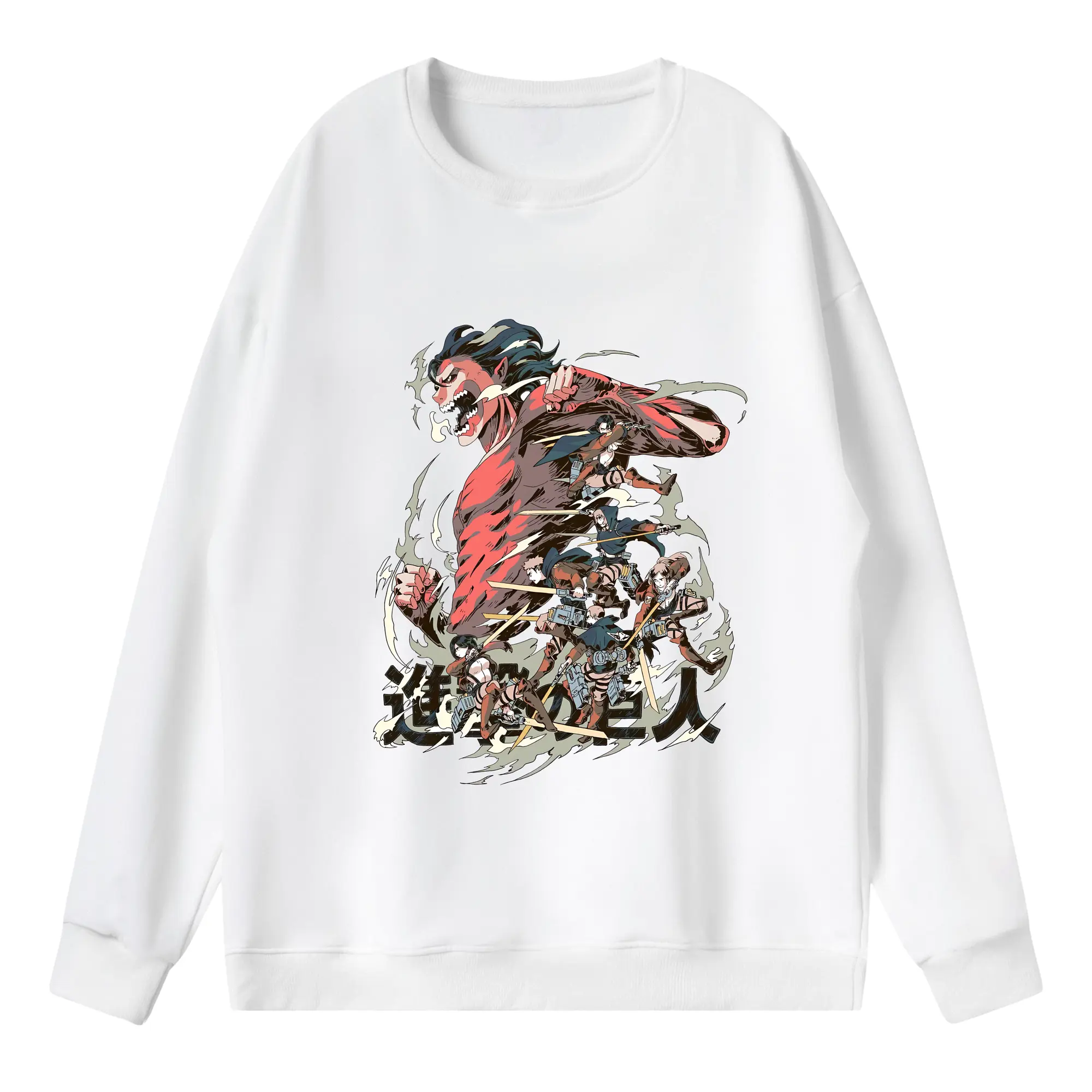 進撃の巨人 グッズ ミカサ・アッカーマン - 薄手 クルーネック スウェット 裏毛260g · ポリエステル 春秋向け カジュアル 男女兼用 · トレーナー デイリー スポーツ 散歩に最適