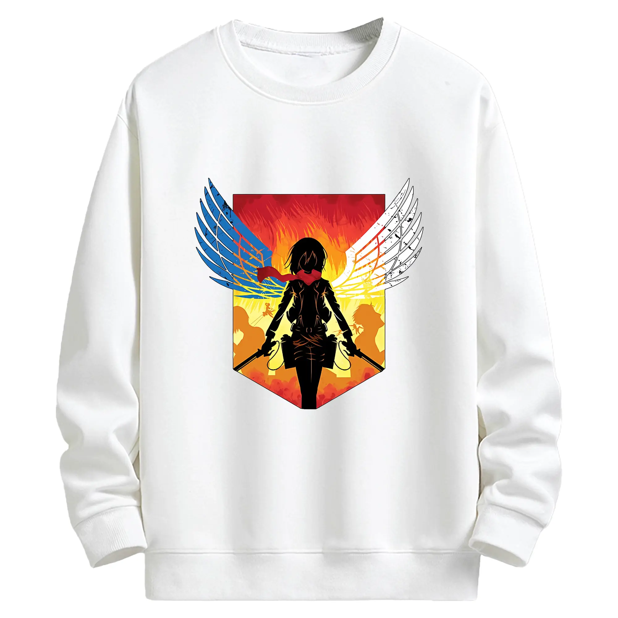 進撃の巨人 グッズ ミカサ・アッカーマン - キッズ クルーネックスウェットシャツ ・ フロントプリント ・ 綿80％ ポリエステル20％ ・ 快適 通学 スポーツ 日常使い お散歩用