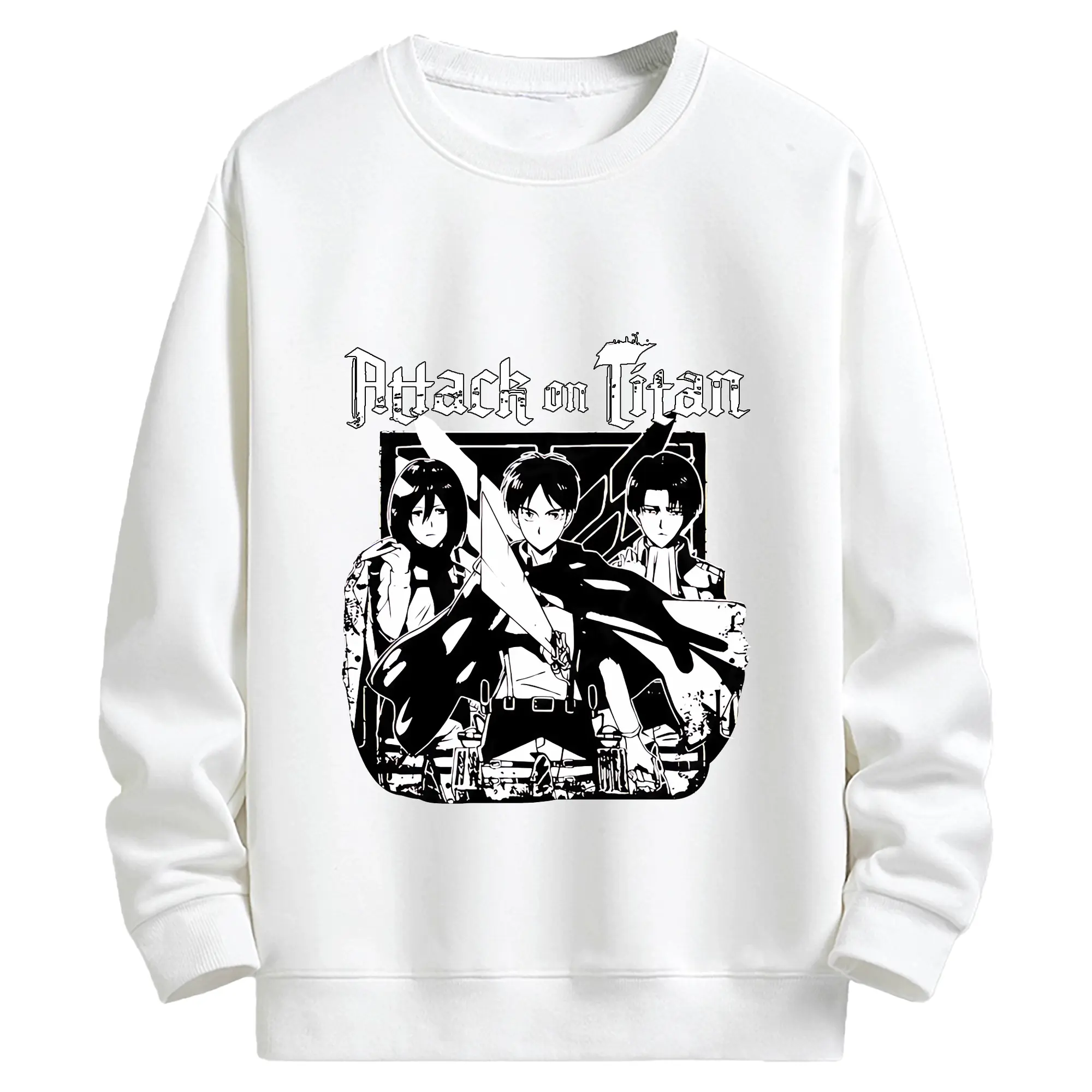 進撃の巨人 グッズ ミカサ・アッカーマン - キッズ クルーネックスウェットシャツ ・ フロントプリント ・ 綿80％ ポリエステル20％ ・ 快適 通学 スポーツ 日常使い お散歩用