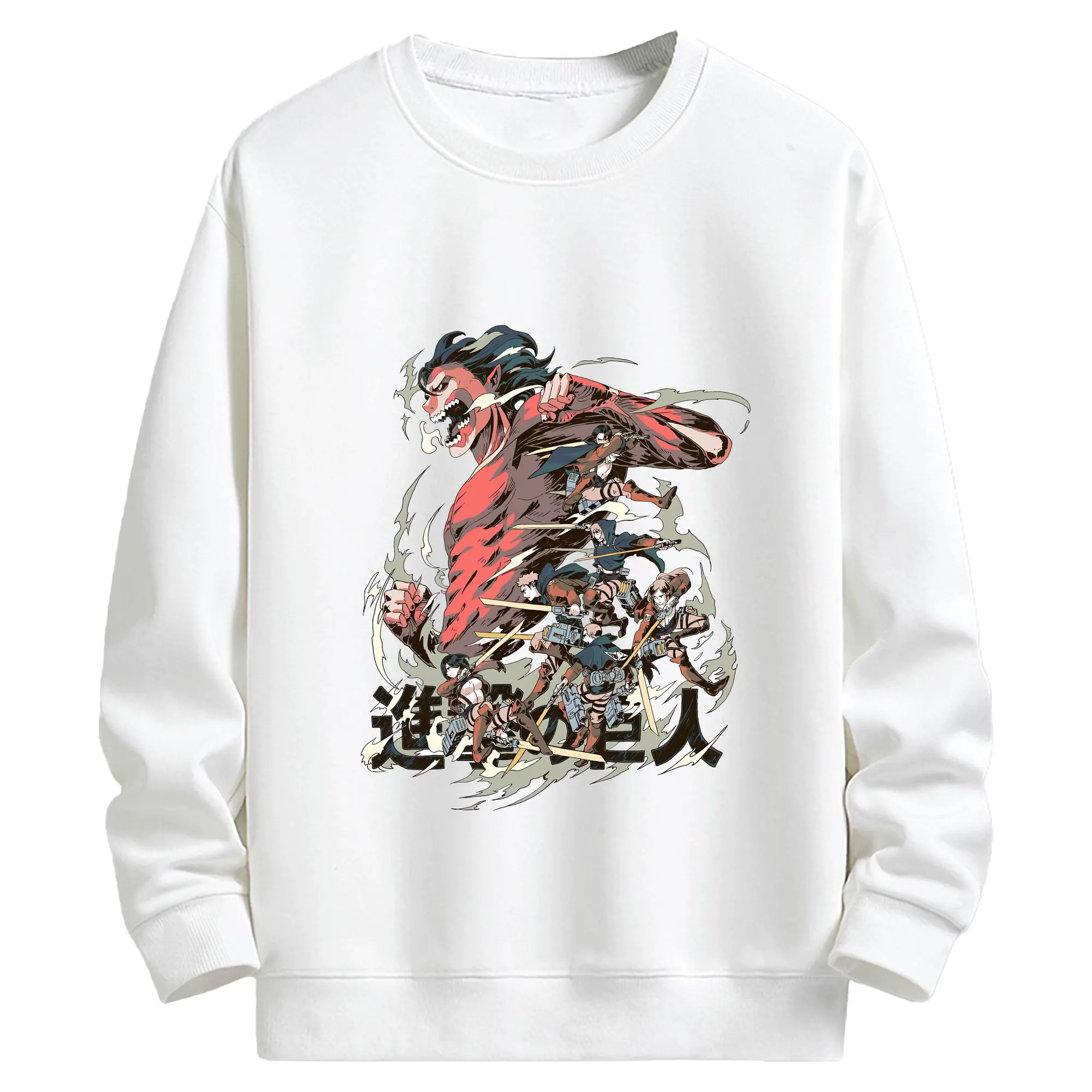 進撃の巨人 グッズ ミカサ・アッカーマン - キッズ クルーネックスウェットシャツ ・ フロントプリント ・ 綿80％ ポリエステル20％ ・ 快適 通学 スポーツ 日常使い お散歩用