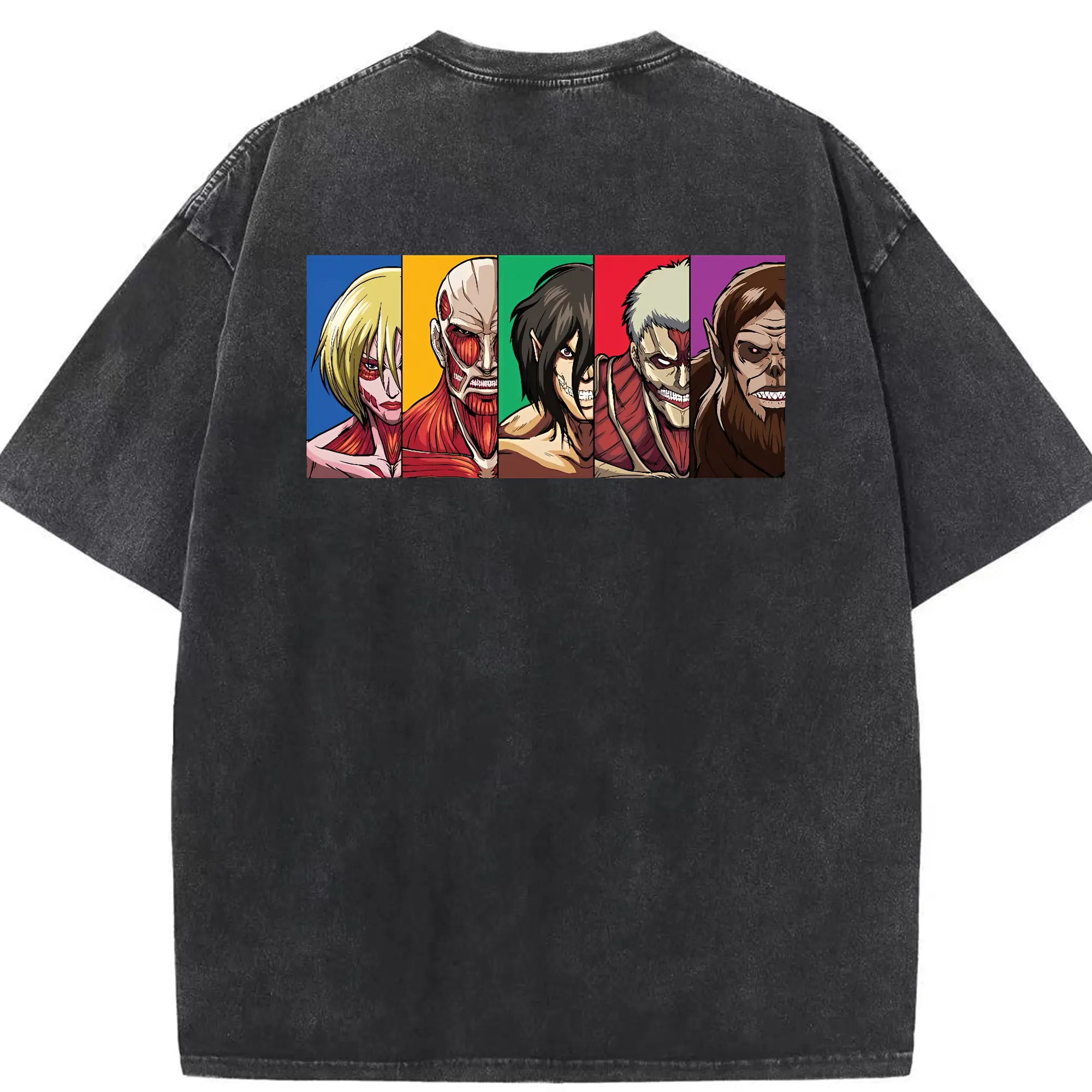 進撃の巨人 グッズ ミカサ・アッカーマン - 綿100％ ヴィンテージ風 半袖Tシャツ ・ 背面プリント ・ 柔らか肌触り ・ 通気性 快適 ・ スポーツ カジュアル 外出用