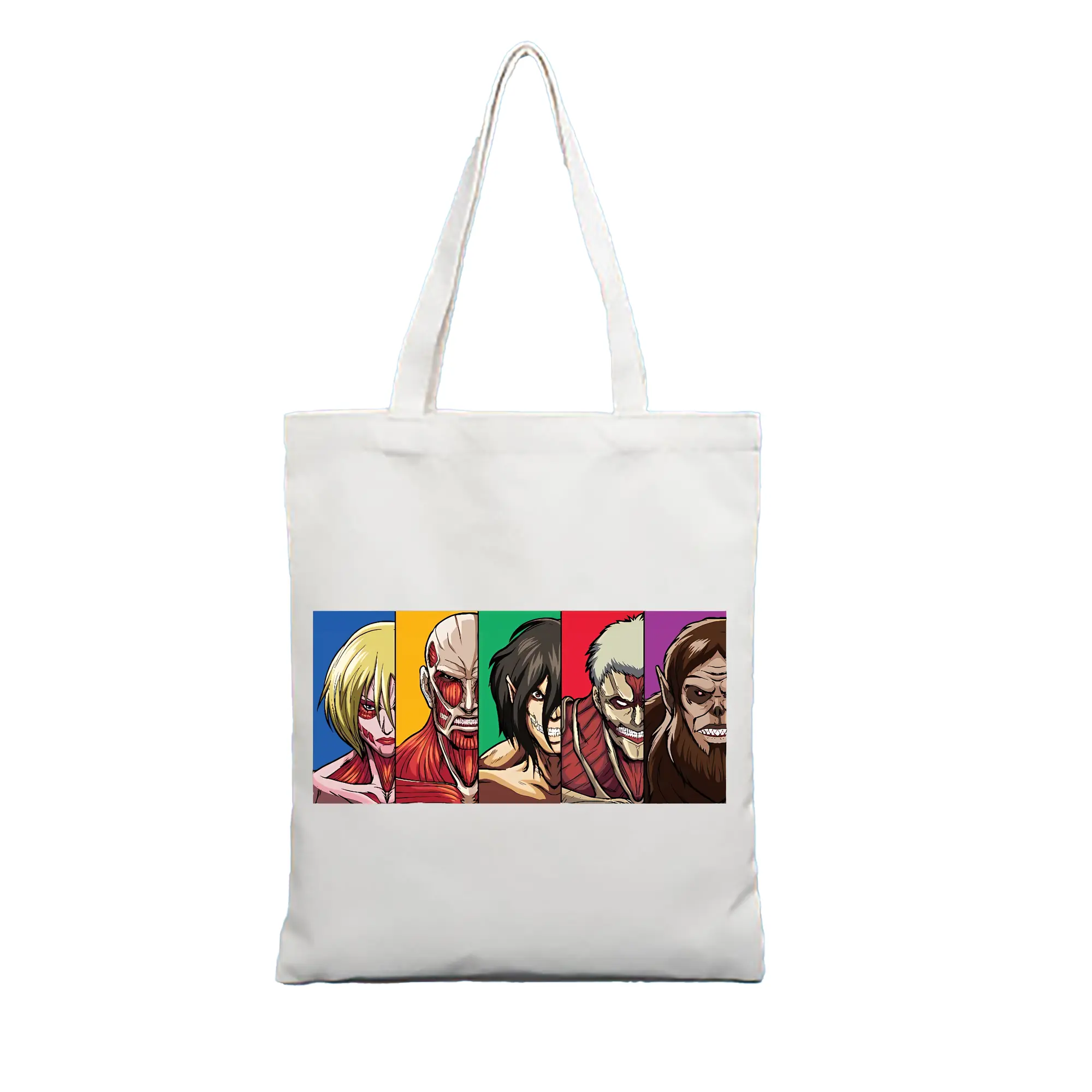 進撃の巨人 グッズ ミカサ・アッカーマン - 縦型キャンバス手提げバッグ（トートバッグ） ・ キャンバス素材 ・ ショッピング用 ・ 軽量 丈夫 お手入れ簡単