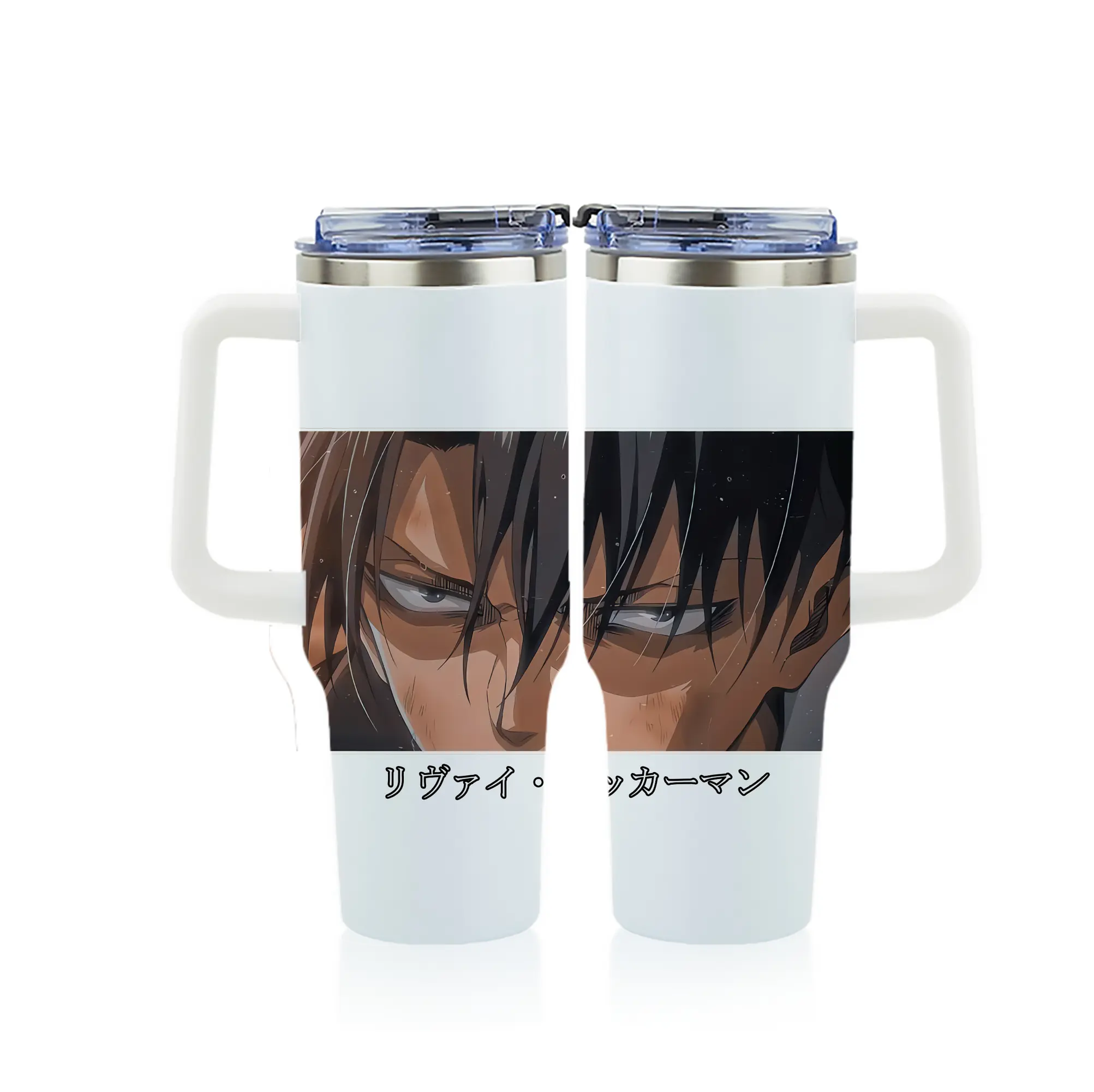 進撃の巨人 グッズ リヴァイ・アッカーマン - 1200mL フルプリント車用タンブラー ・ 304ステンレス 内側 ・ 201ステンレス 外側 ・ 保温 保冷 ・ 通勤 ドライブ アウトドア用