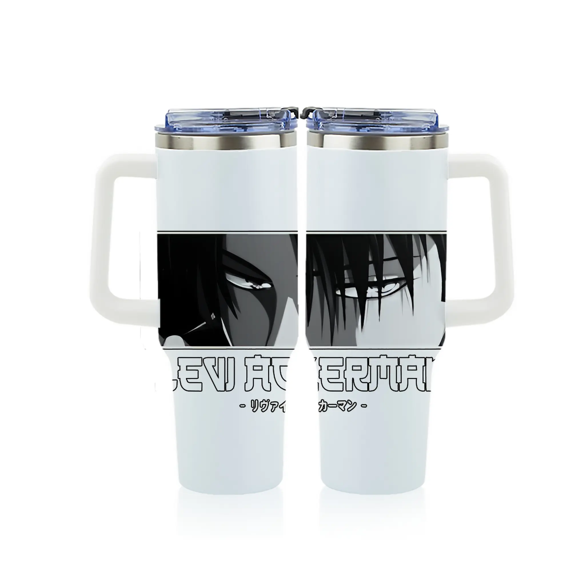 進撃の巨人 グッズ リヴァイ・アッカーマン - 1200mL フルプリント車用タンブラー ・ 304ステンレス 内側 ・ 201ステンレス 外側 ・ 保温 保冷 ・ 通勤 ドライブ アウトドア用