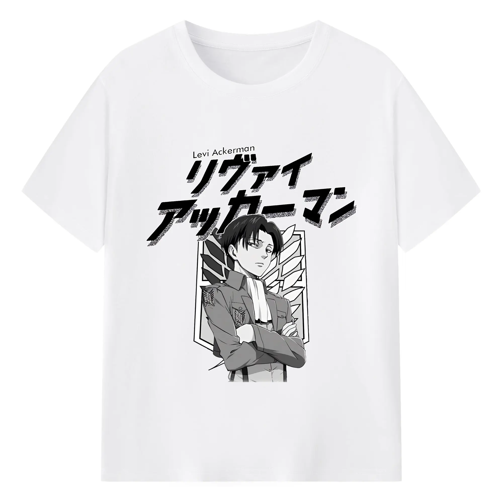 進撃の巨人 グッズ リヴァイ・アッカーマン - 綿100％ 半袖Tシャツ ・ フロントプリント ・ 快適 通気性 ・ 日常使い 散歩 スポーツ用