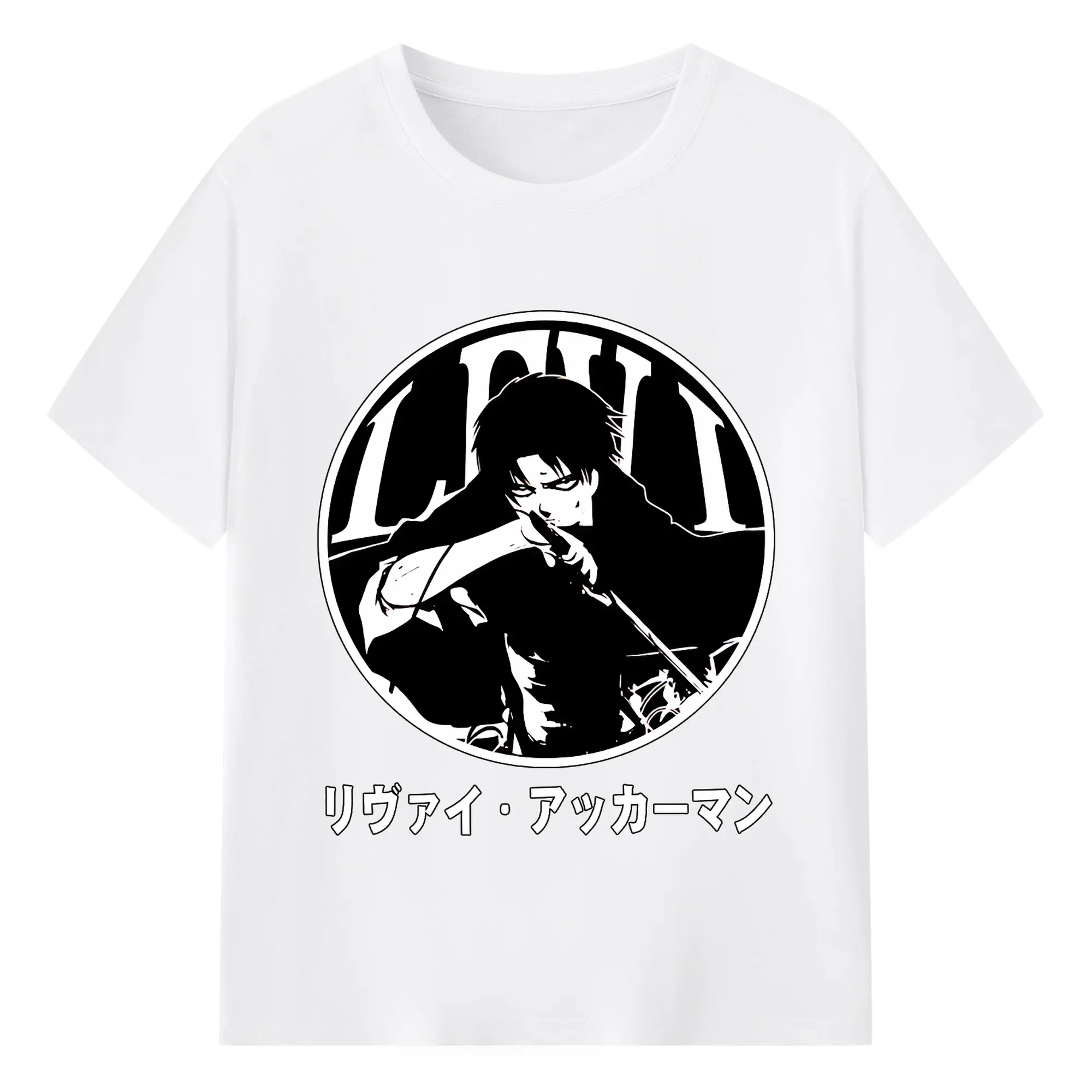 進撃の巨人 グッズ リヴァイ・アッカーマン - 綿100％ 半袖Tシャツ ・ フロントプリント ・ 快適 通気性 ・ 日常使い 散歩 スポーツ用