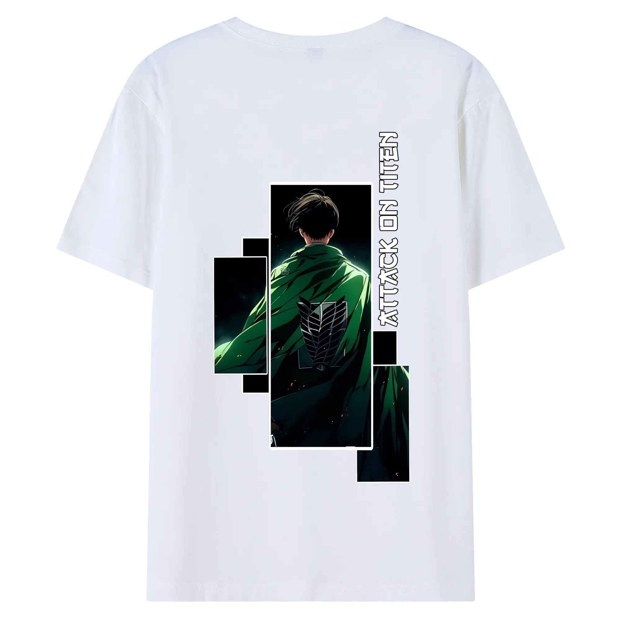 進撃の巨人 グッズ リヴァイ・アッカーマン - 綿100％ 半袖Tシャツ ・ バックプリント ・ 快適 通気性 ・ 日常使い 散歩 スポーツ用